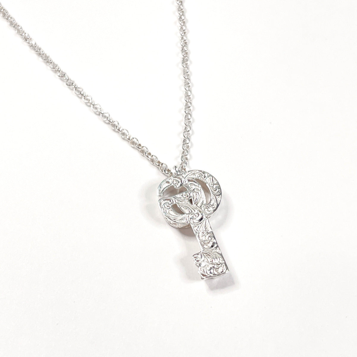 GUCCI Necklace Silver Silver Arabesque double G key