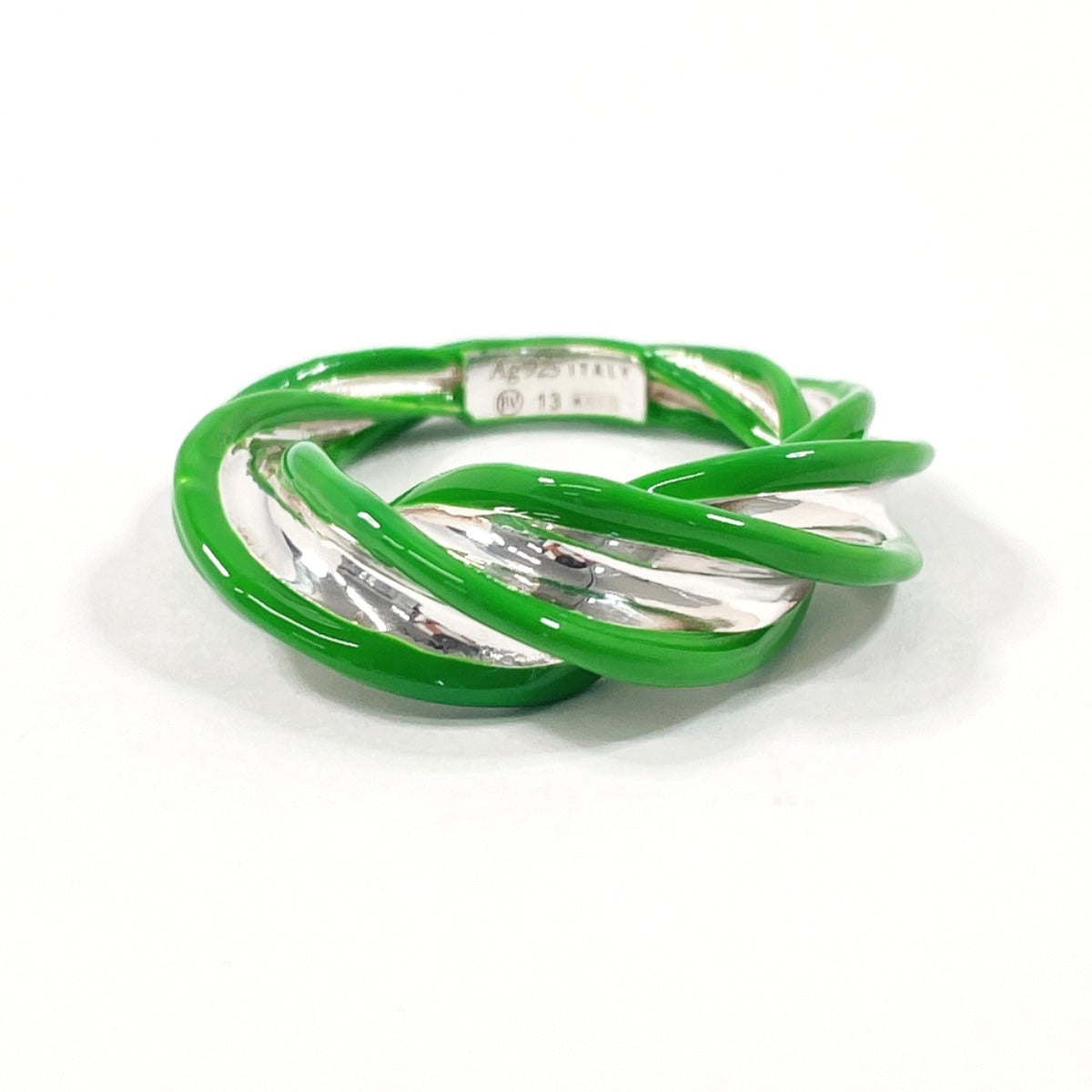BOTTEGAVENETA Ring Silver925, enamel green Twist 13
