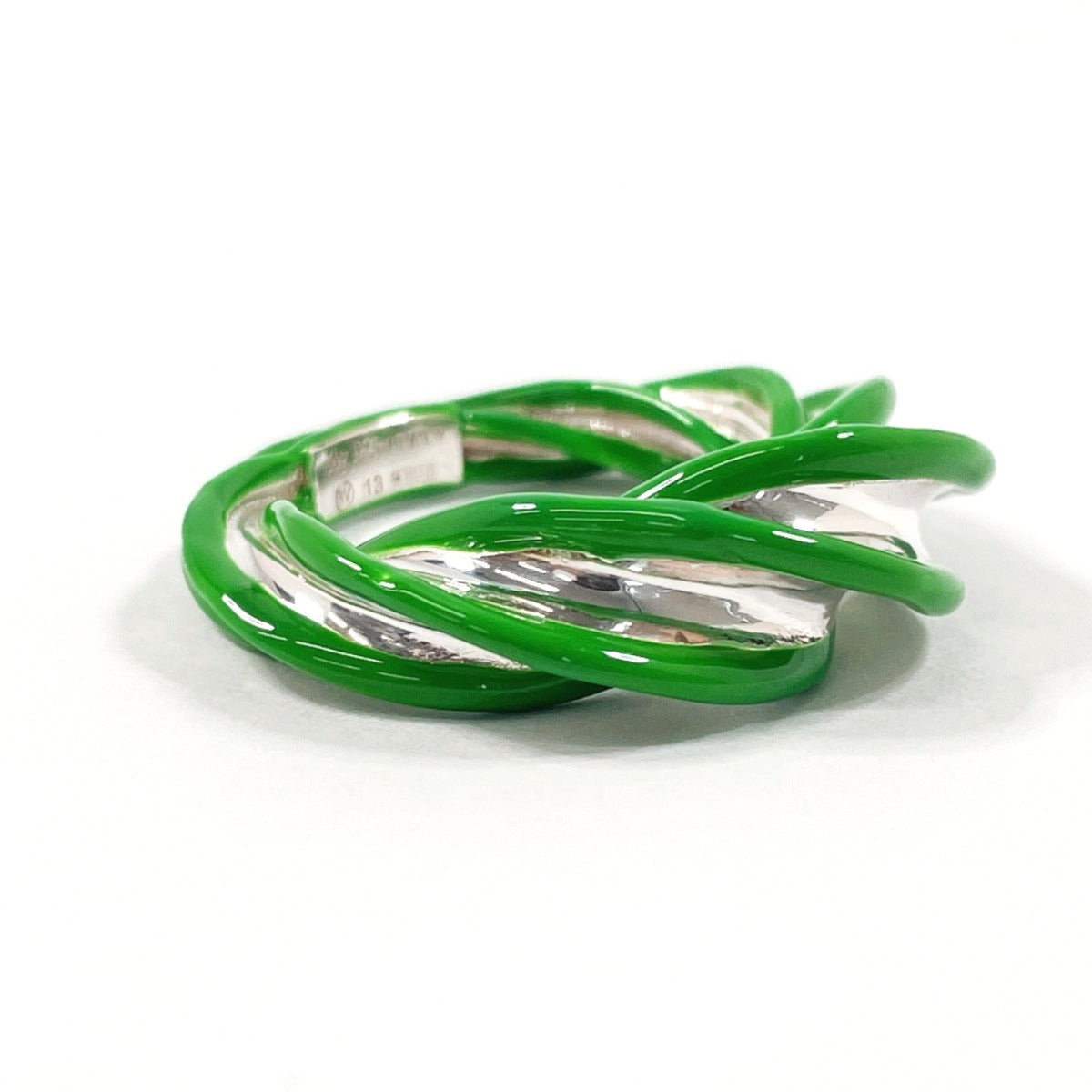 BOTTEGAVENETA Ring Silver925, enamel green Twist 13