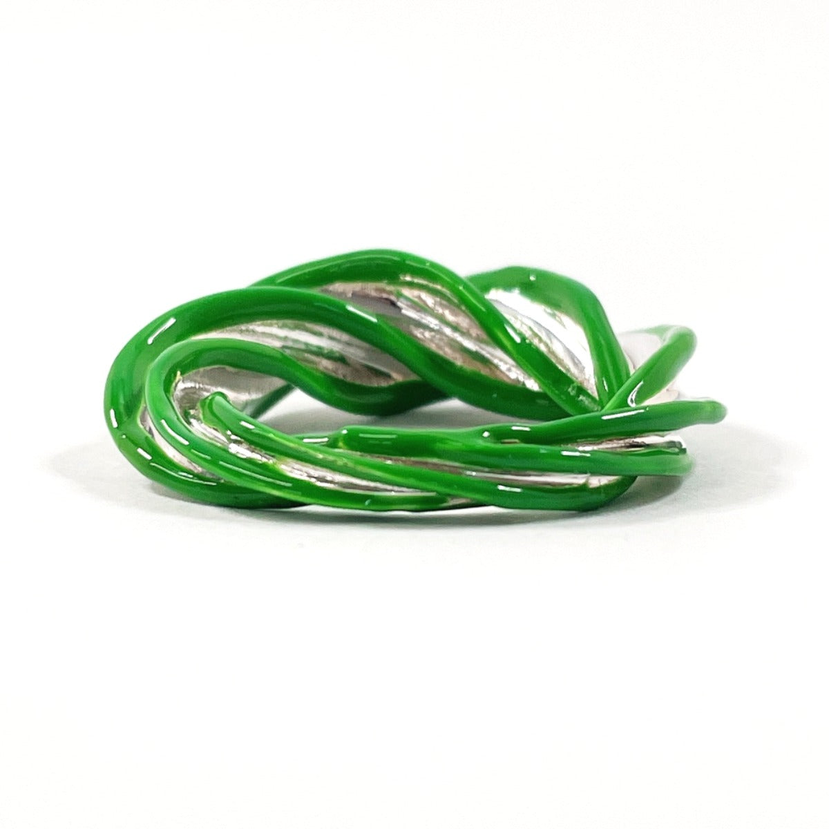BOTTEGAVENETA Ring Silver925, enamel green Twist 13