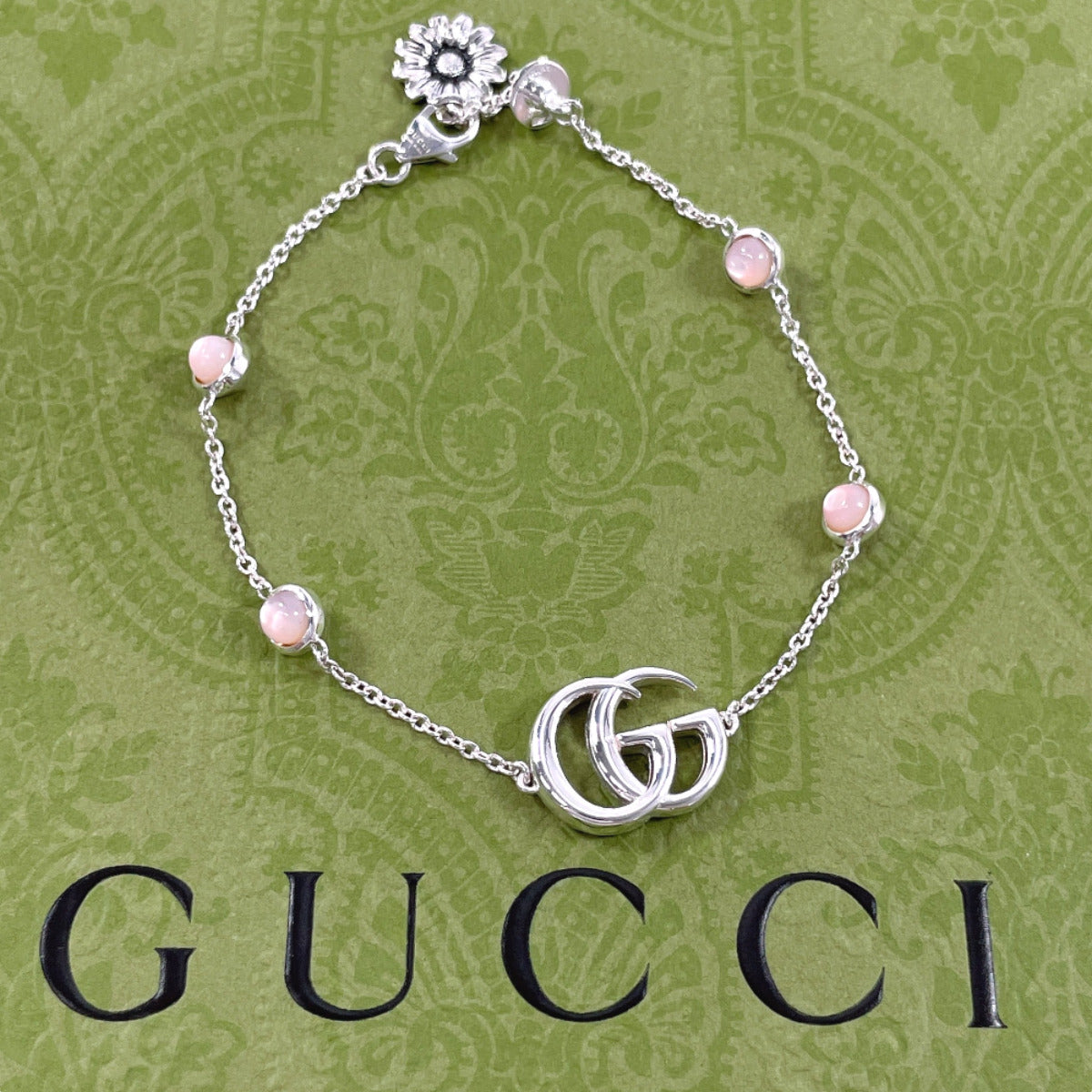GUCCI bracelet 527393 Silver925, Mother of Pearl Silver Double G