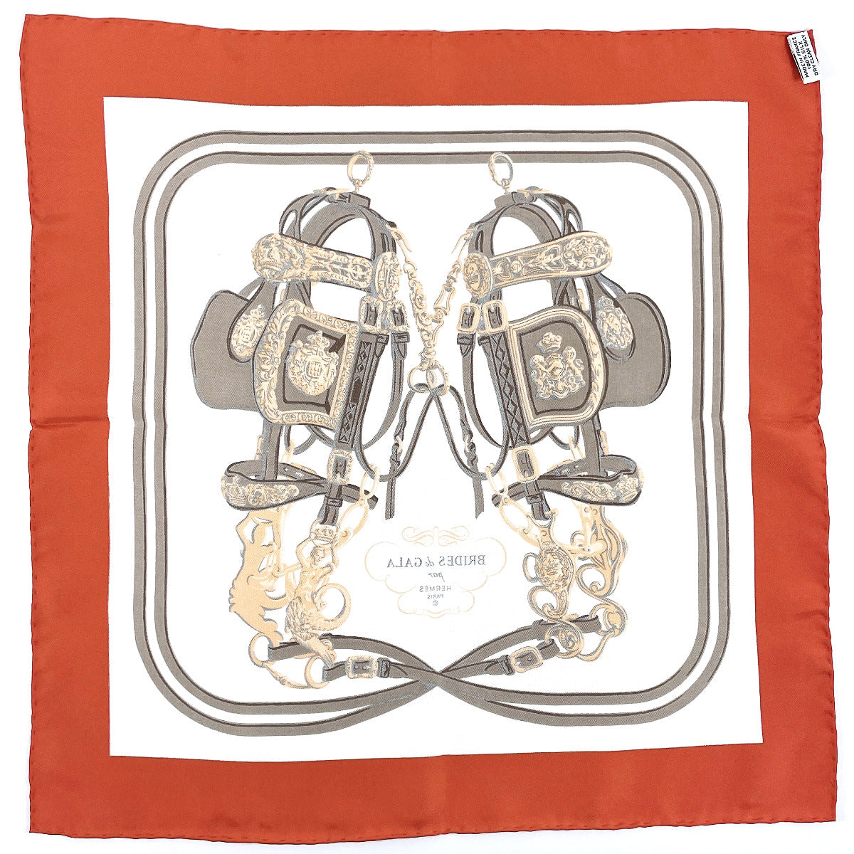 HERMES scarf silk Brown BRIDES de GARA Carre 45