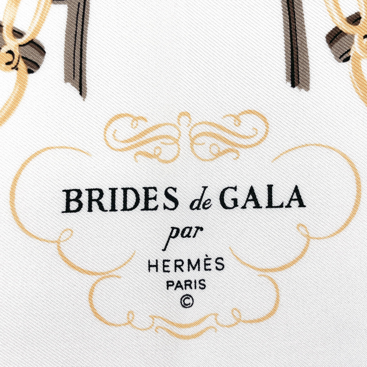 HERMES scarf silk Brown BRIDES de GARA Carre 45
