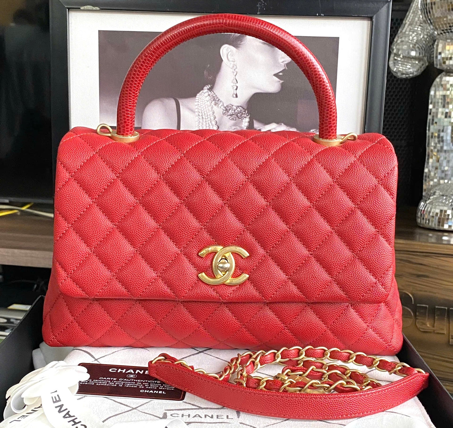 Chanel Medium Caviar Quilted Coco Top Handle Flap bag