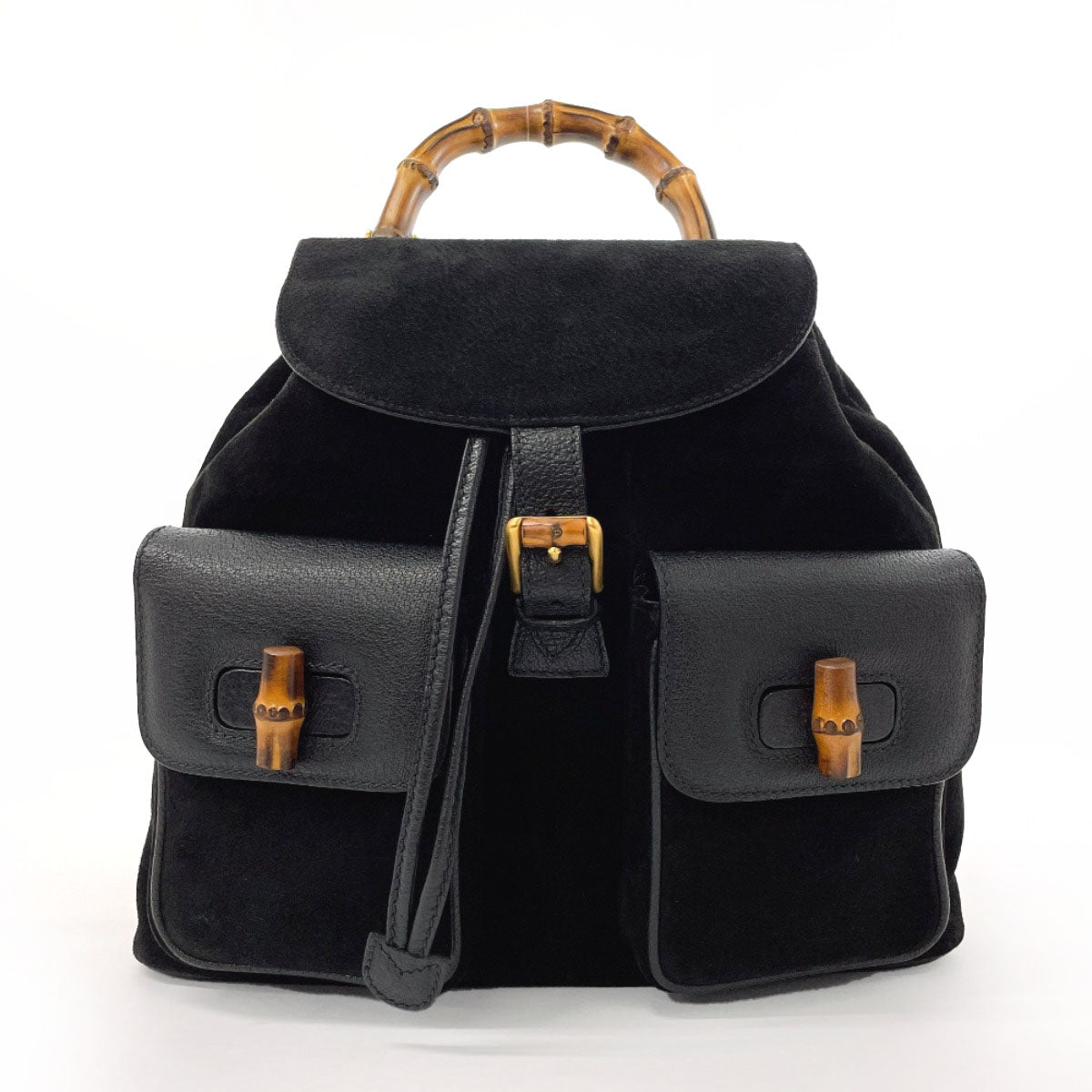 GUCCI Backpack 003ã»1998 Suede, Leather black Bamboo