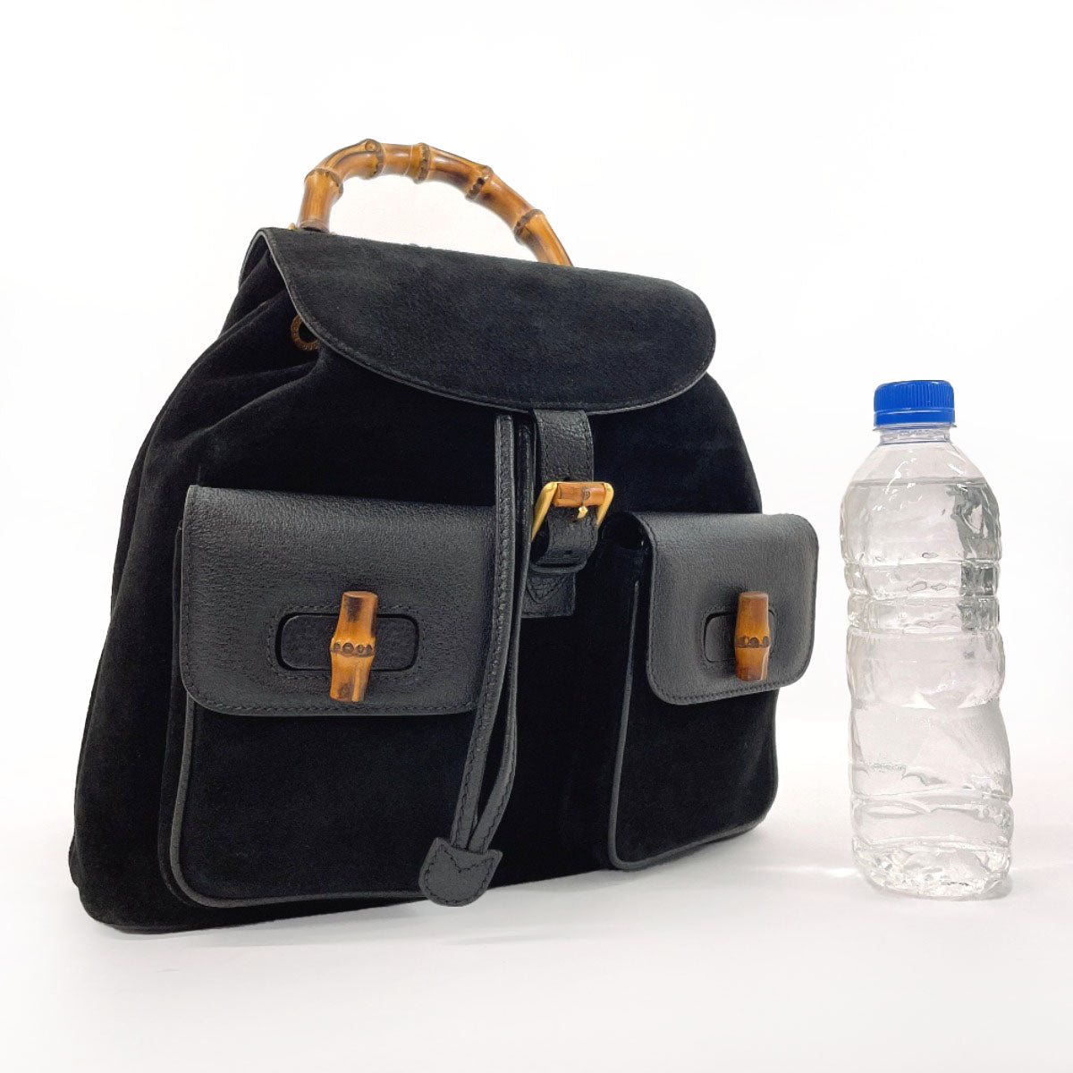 GUCCI Backpack 003ã»1998 Suede, Leather black Bamboo