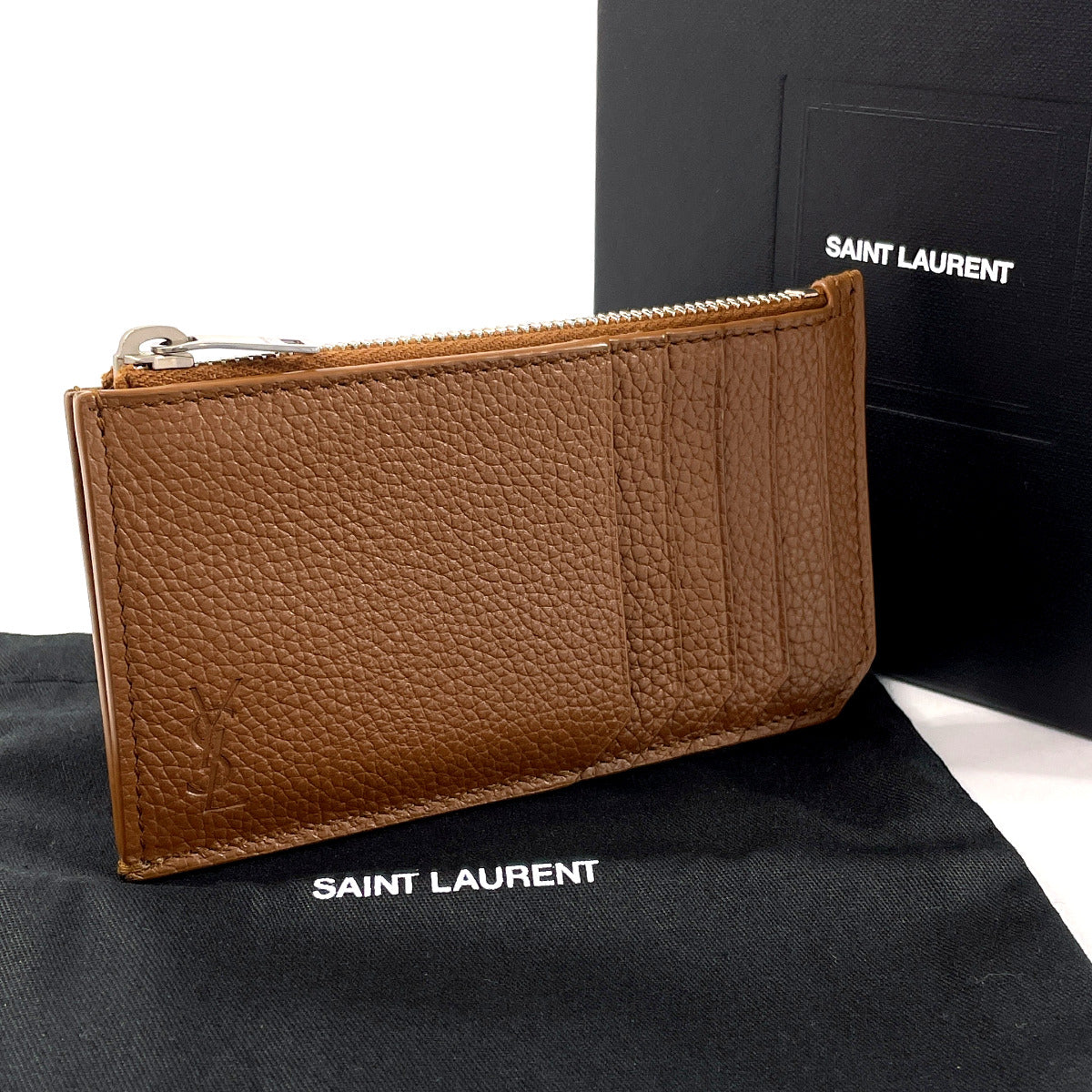 SAINT LAURENT PARIS Card Case 687101 leather Brown Coin case