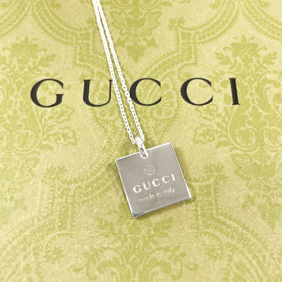 GUCCI Necklace Silver925 Silver Square plate