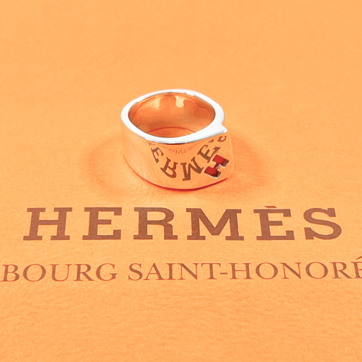HERMES Ring Silver925, Coral Silver candy 53