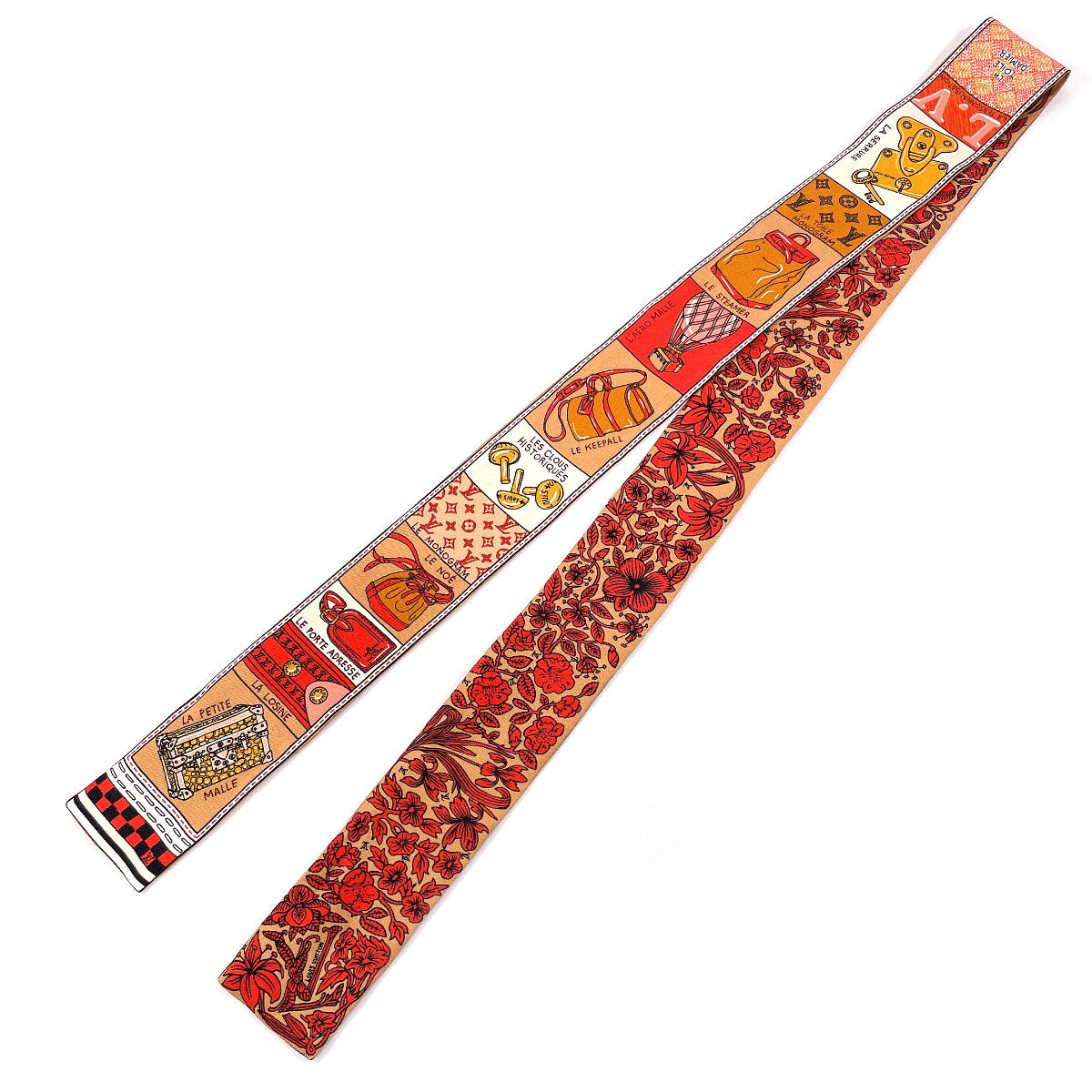LOUIS VUITTON scarf M70856 silk Red Bandeau BB Ju de Louis