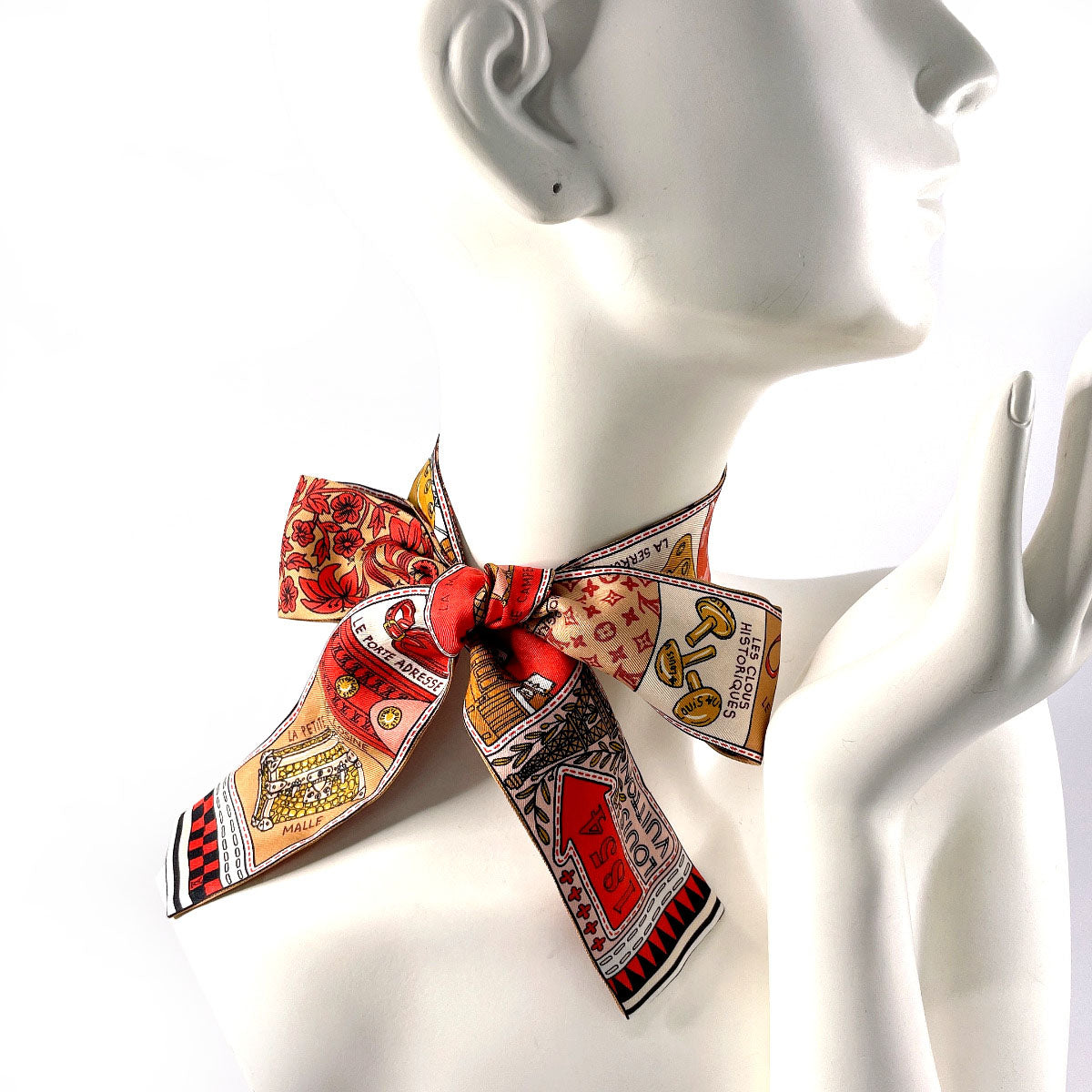 LOUIS VUITTON scarf M70856 silk Red Bandeau BB Ju de Louis