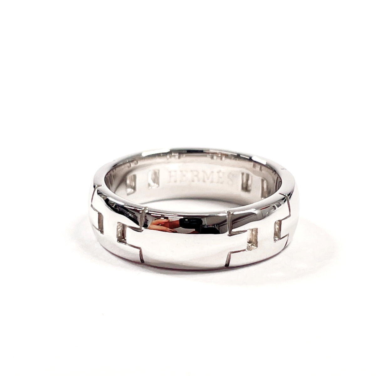 HERMES Ring K18 white gold Silver Hercules