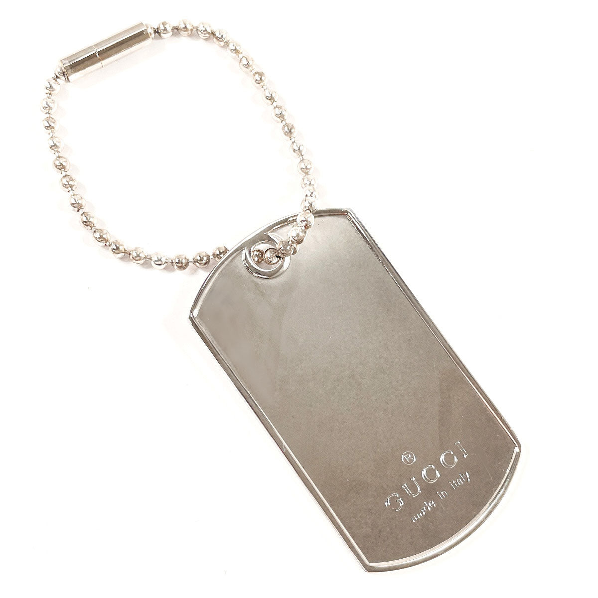 GUCCI key ring Silver925 Silver Ball chain Dog tag