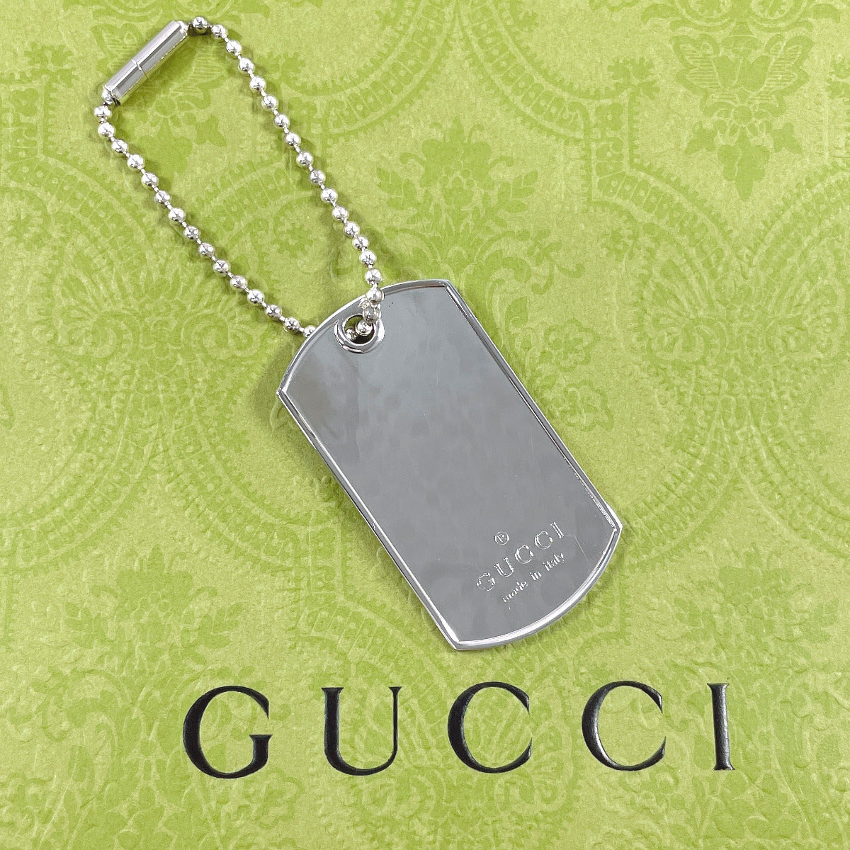 GUCCI key ring Silver925 Silver Ball chain Dog tag