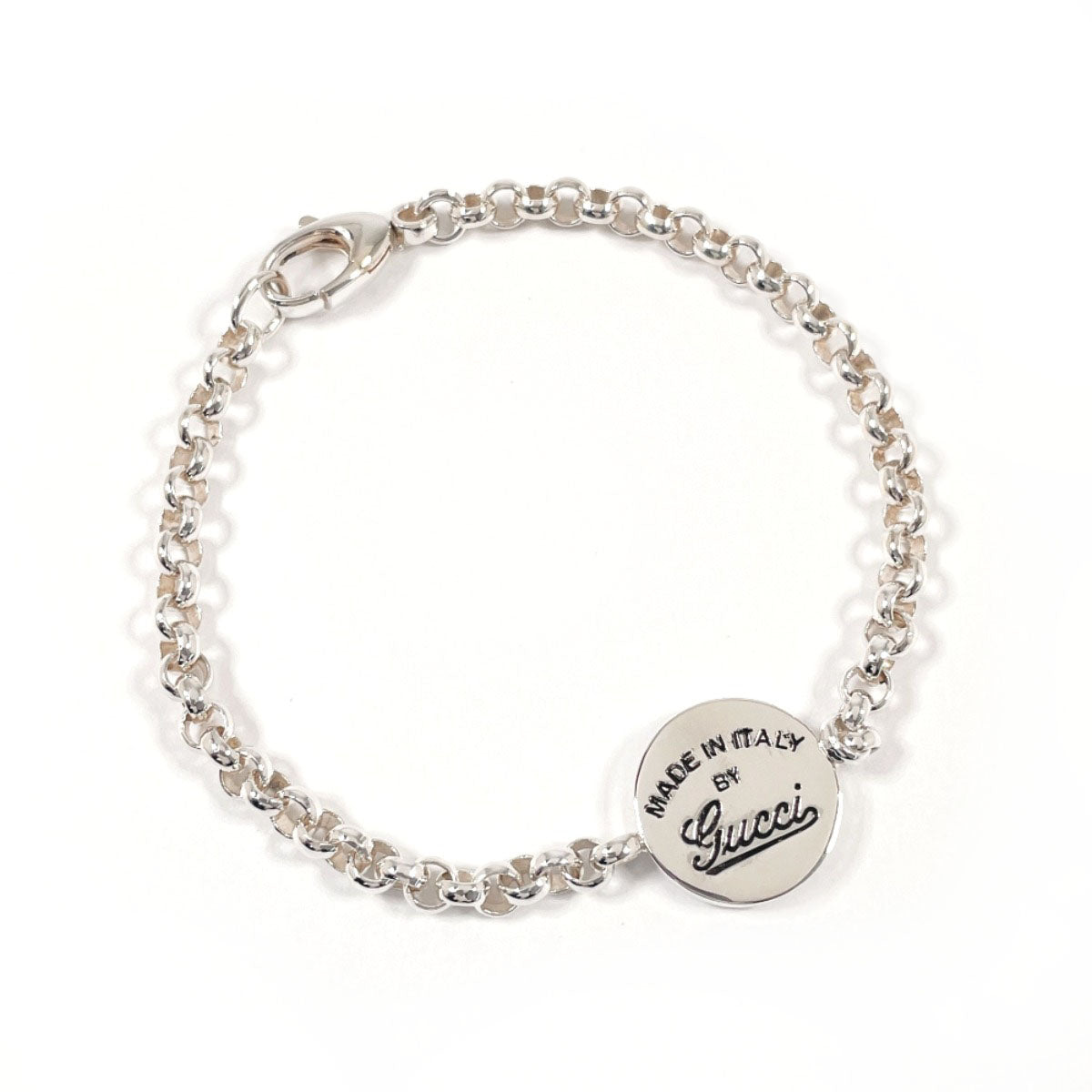 GUCCI bracelet Silver925 Silver Chain Round plate 17