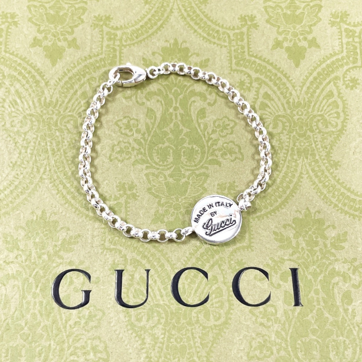GUCCI bracelet Silver925 Silver Chain Round plate 17