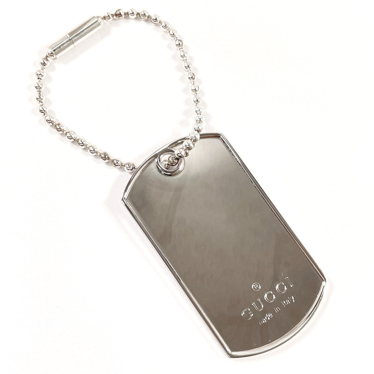 GUCCI key ring Silver925 Silver Ball chain Dog tag
