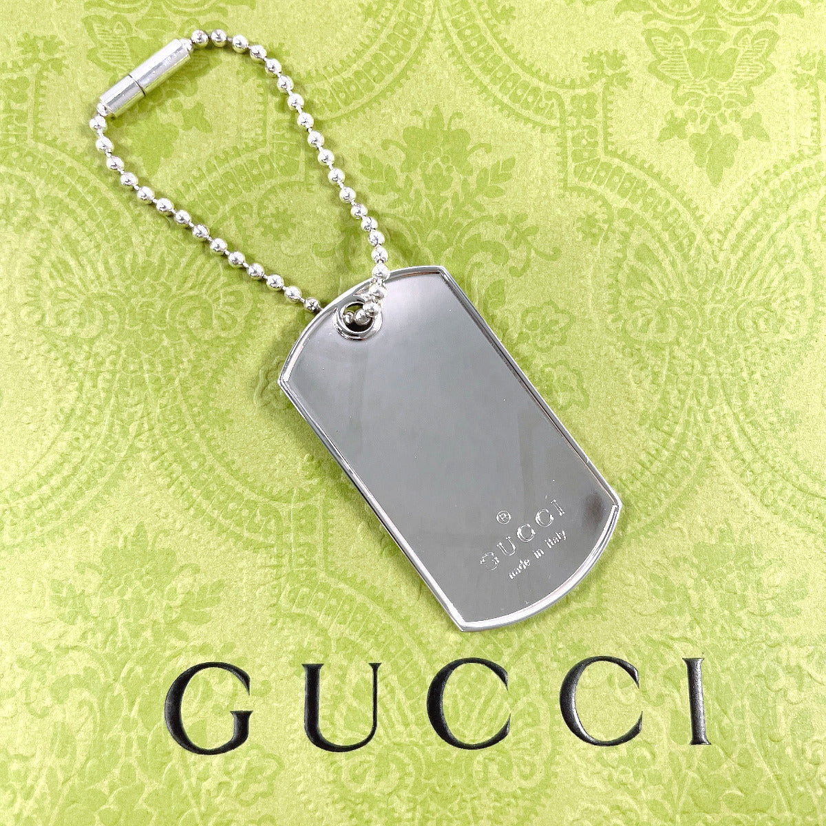 GUCCI key ring Silver925 Silver Ball chain Dog tag