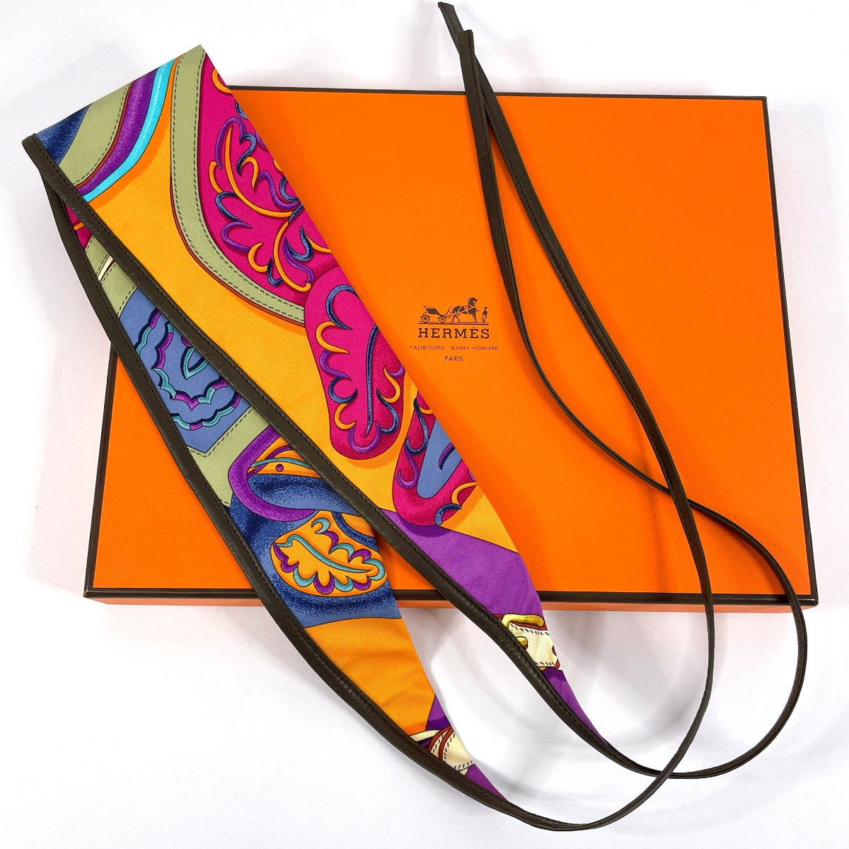 HERMES Other accessories 1059258 Silk, 100% silk multicolor ANDEAU H ET F SOIE AGNEAU hair band