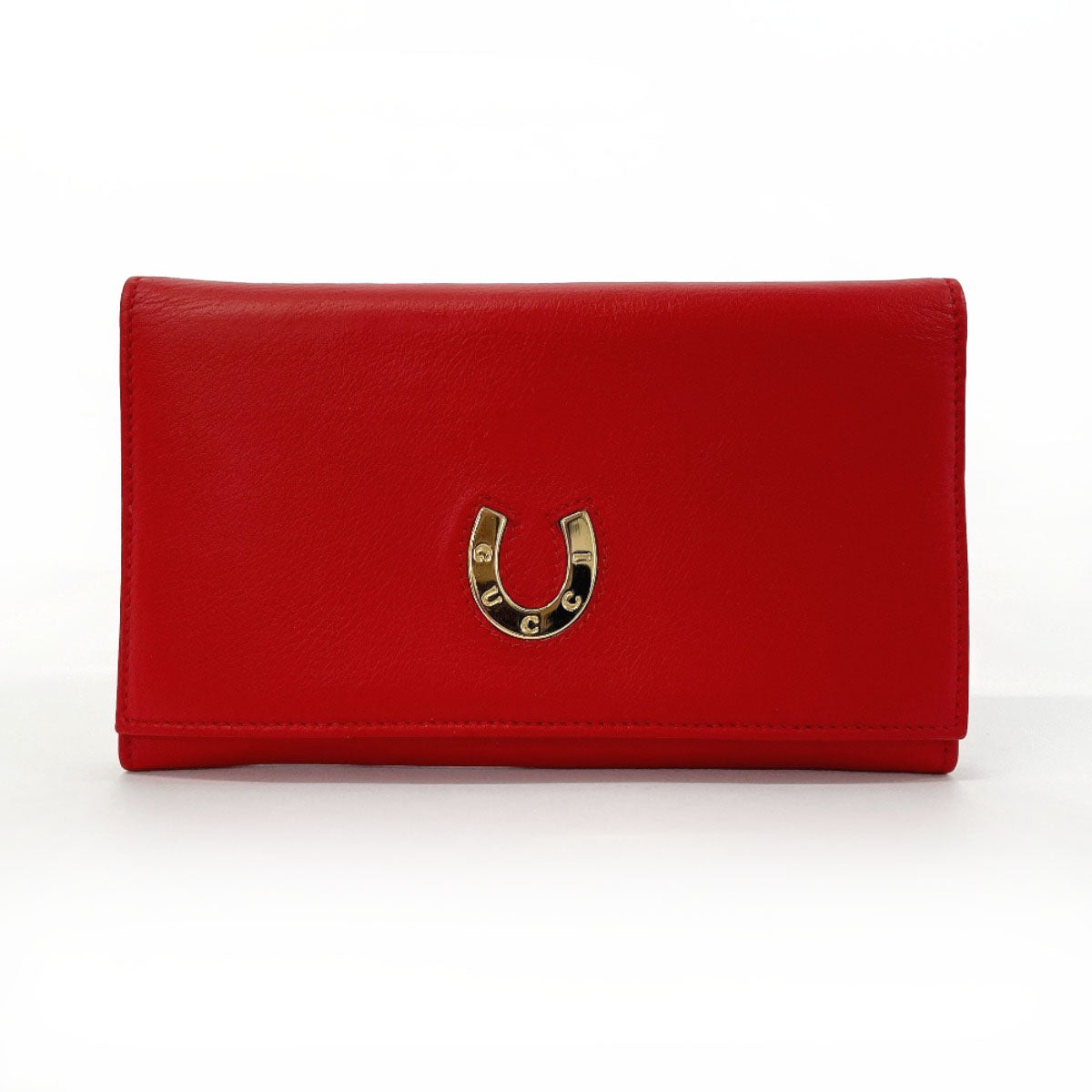 GUCCI Long Wallet Purse 035ã»6416ã»1720ã»0 leather Red Horseshoe