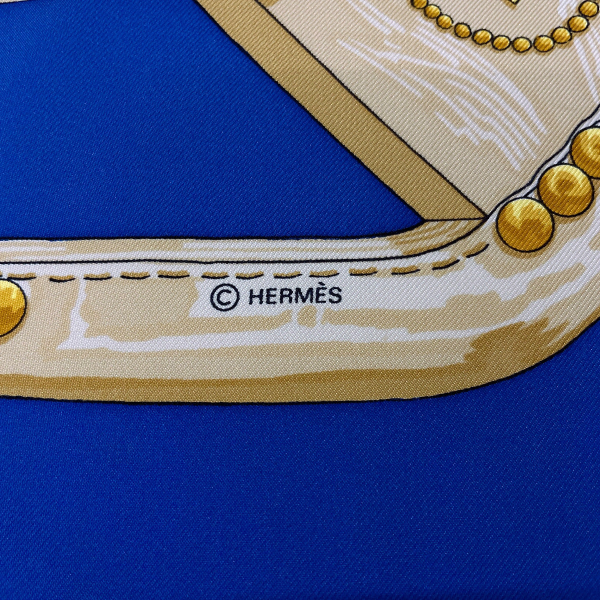 HERMES scarf Silk, 100% silk blue AUX CHAMPS Field Carre 90
