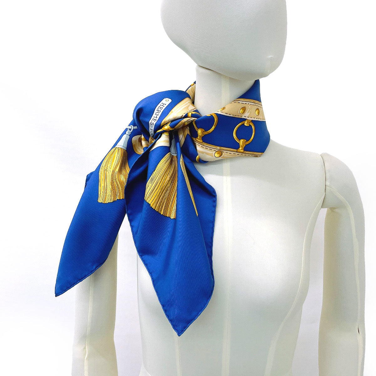 HERMES scarf Silk, 100% silk blue AUX CHAMPS Field Carre 90