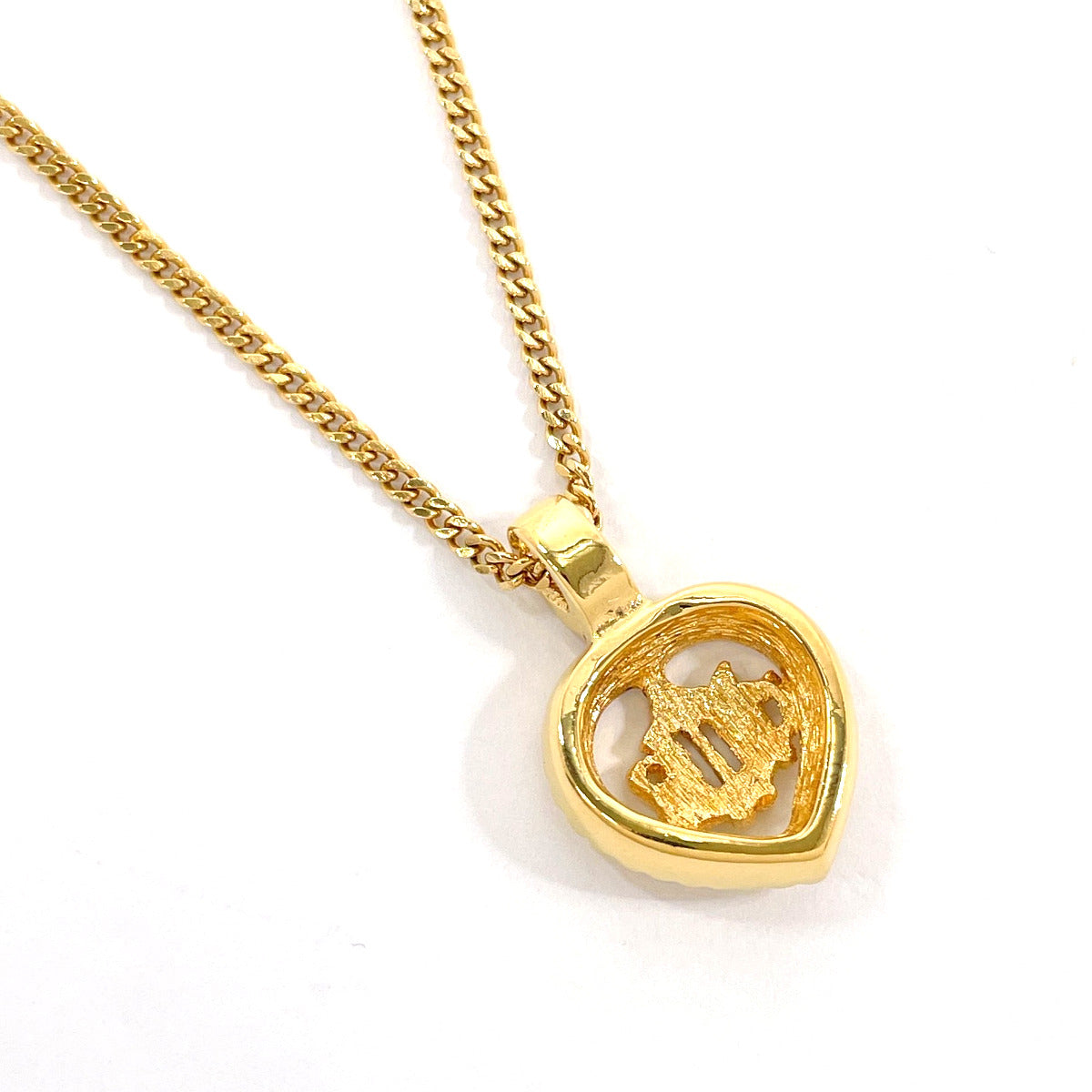 Christian Dior Necklace metal gold vintage Heart logo