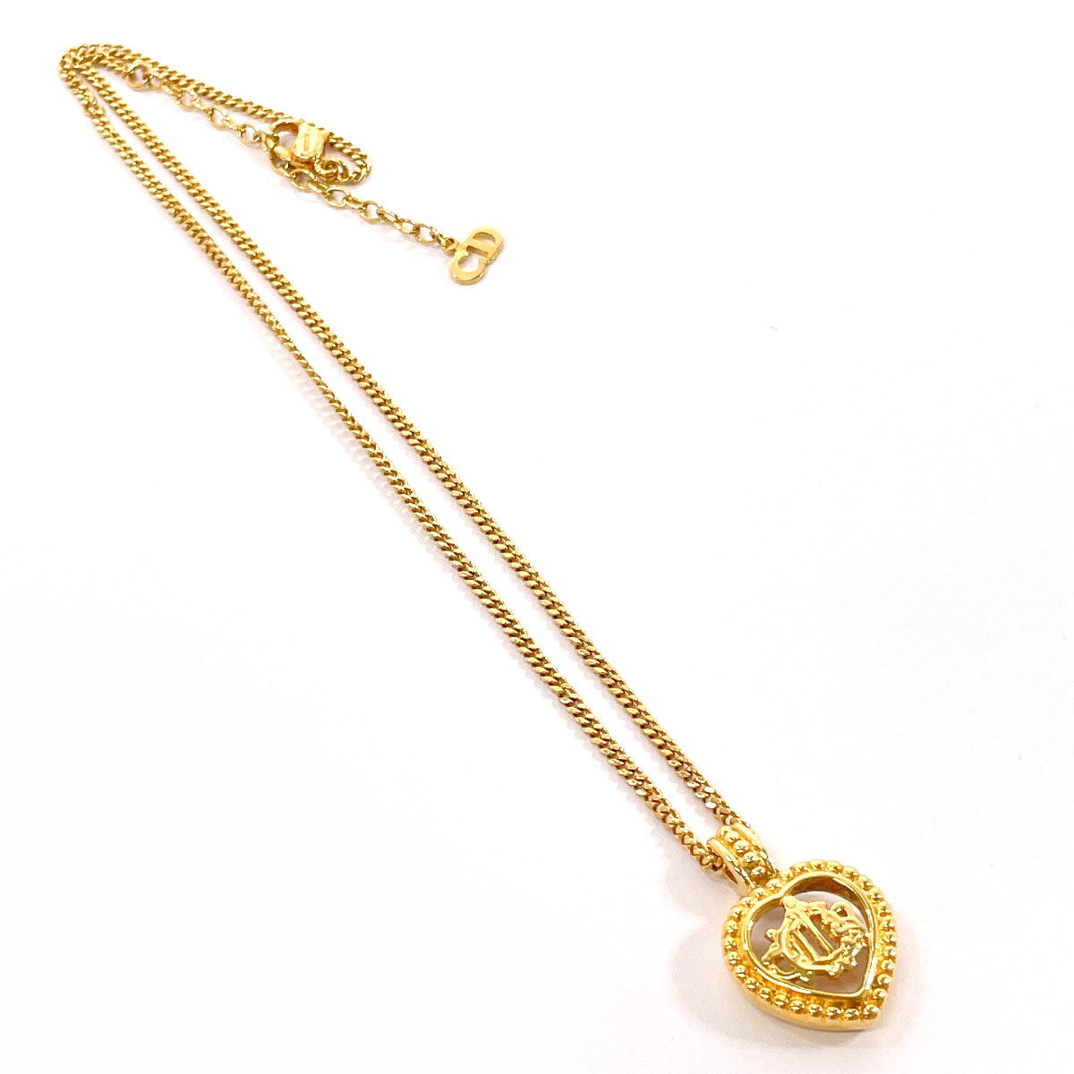 Christian Dior Necklace metal gold vintage Heart logo