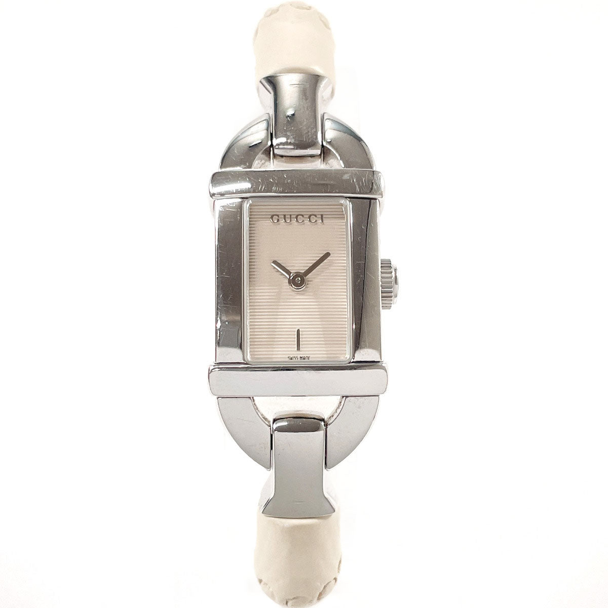 GUCCI Watches Quartz 6800L Stainless Steel Silver Bamboo Bangle Watch white dial