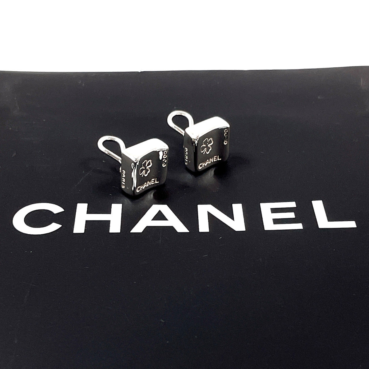 CHANEL Earring Silver925 Silver vintage square clover
