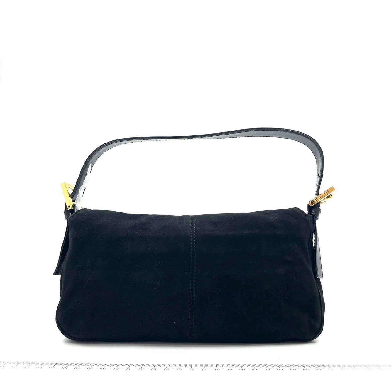 Fendi Baguette Black Suede Leather Shoulder Bag