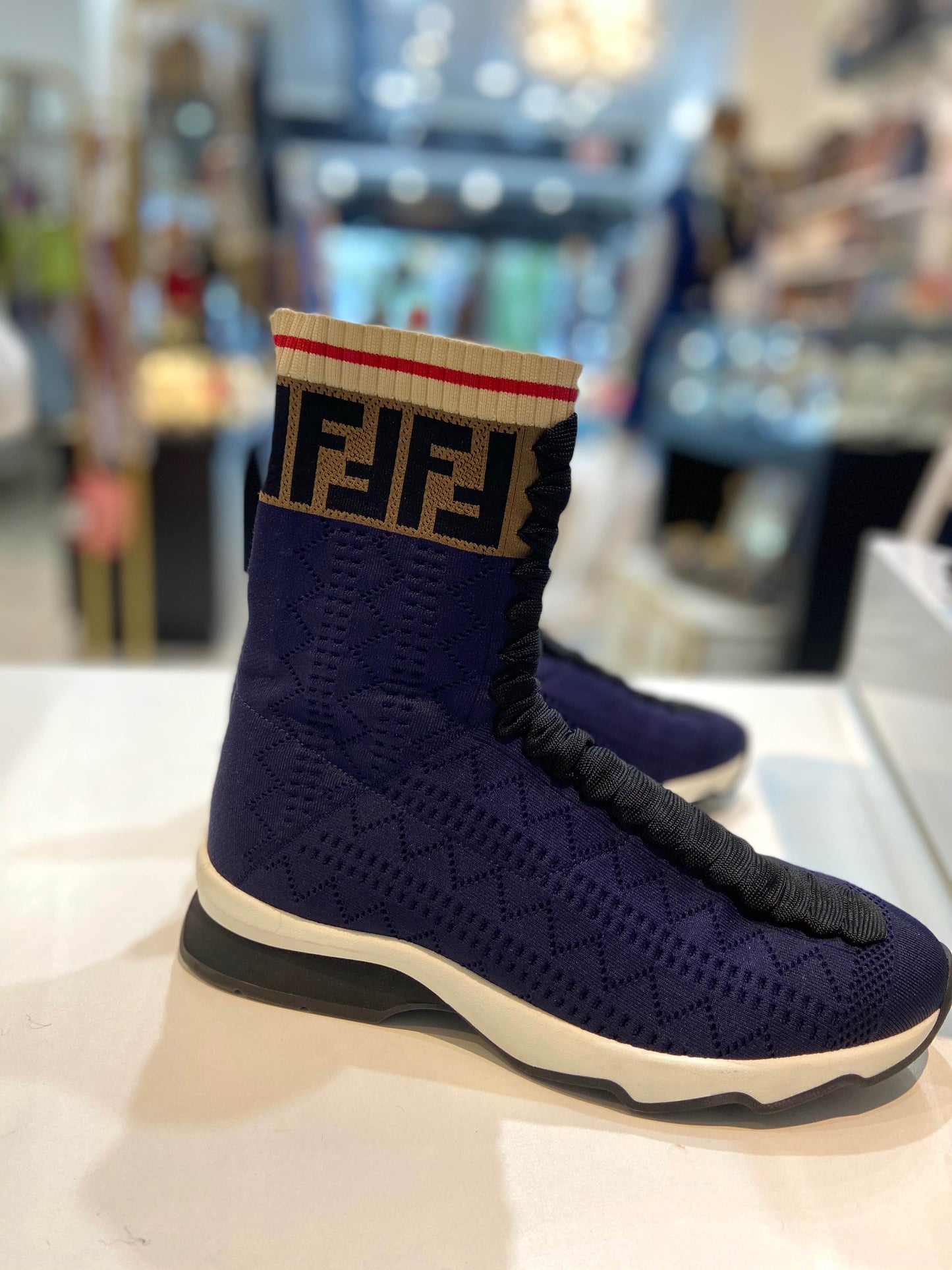 FENDI MONOGRAM KNIT SOCK SNEAKERS