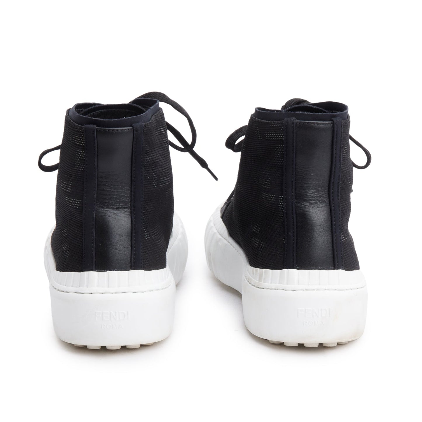 Fendi  Black Zucca FF Canvas  High-Top Force Sneakers, Men's Size 10