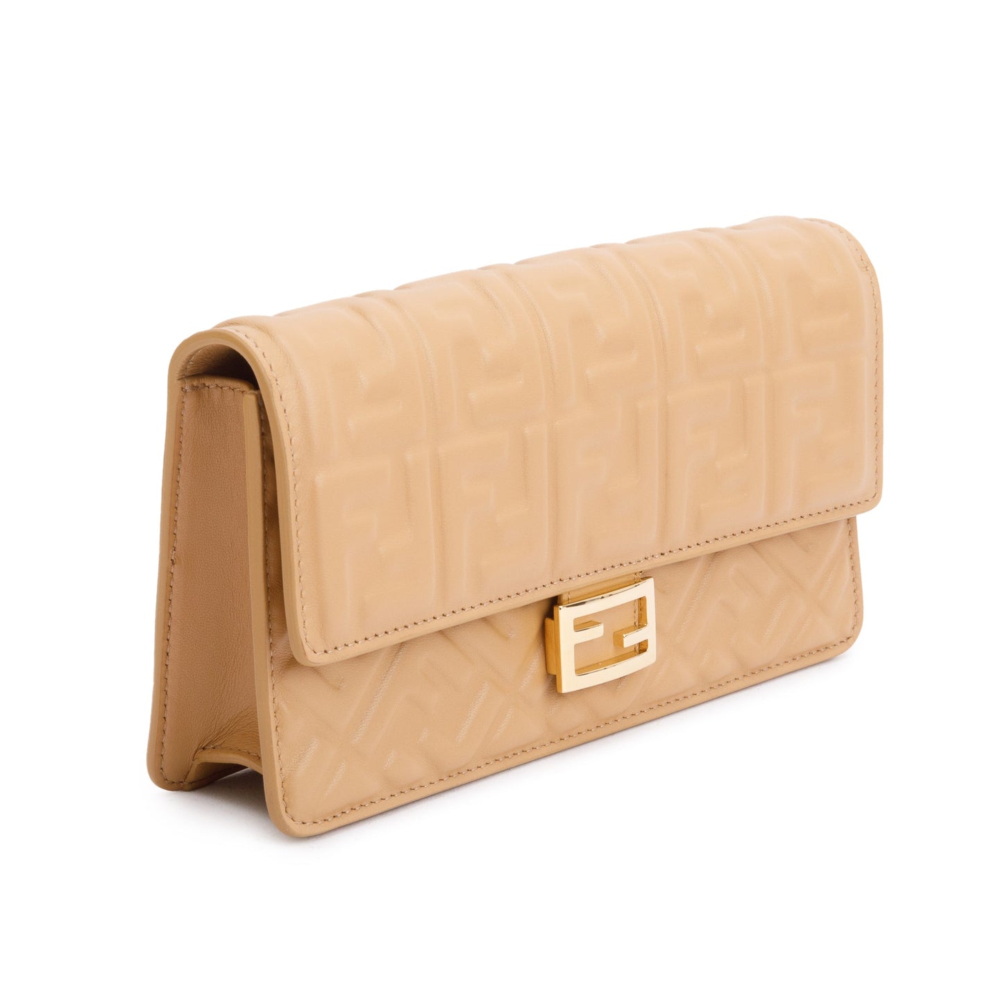 Fendi Beige Leather Baguette Wallet on Chain