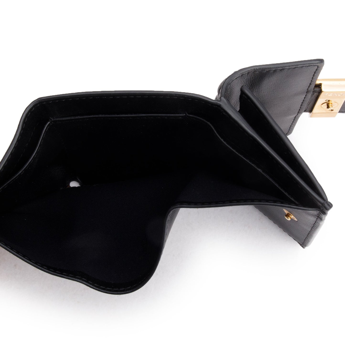 Fendi Black FF Embossed Leather Micro Trifold Wallet