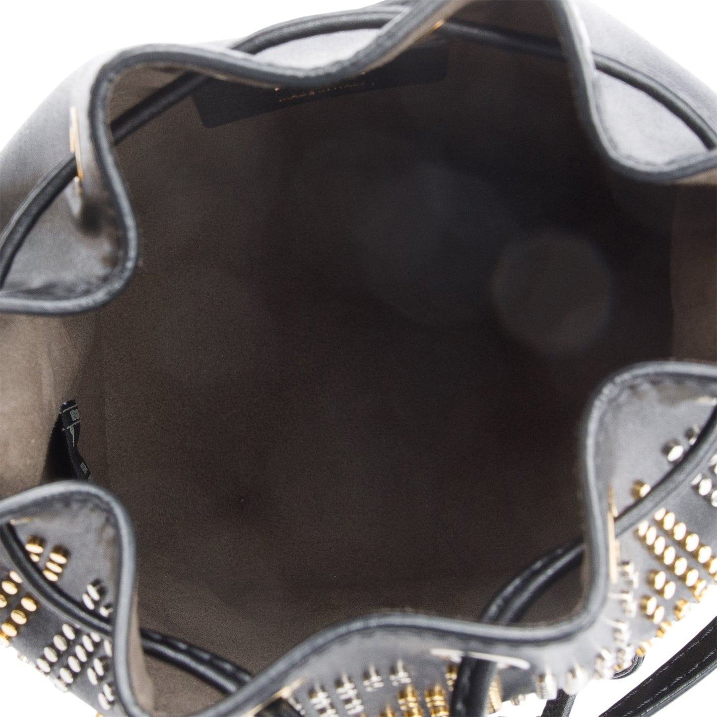 Fendi Black FF Studded Calfskin Leather Mini Mon Tresor Bucket Bag
