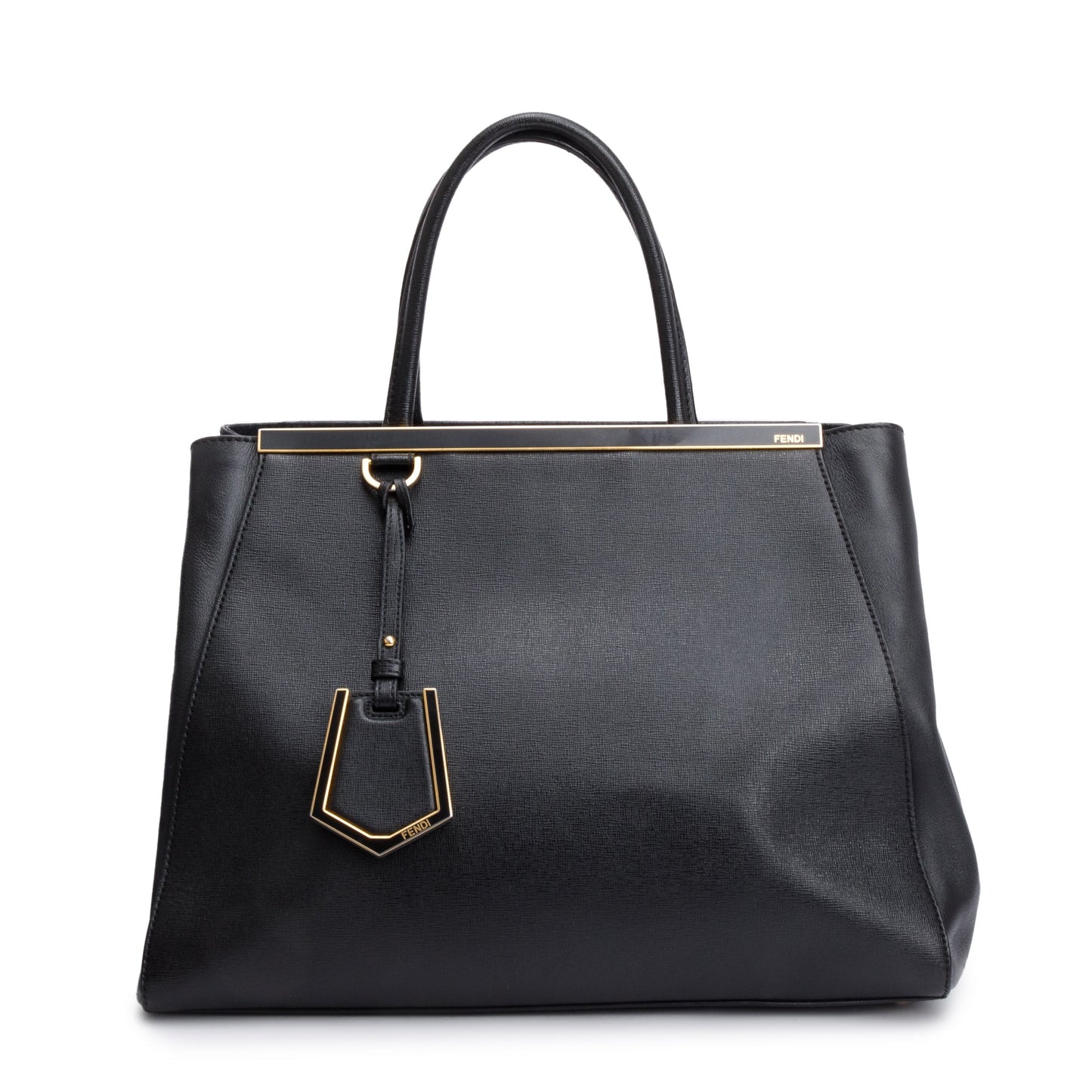 Fendi Black Vitello Elite Leather Medium 2Jours Tote