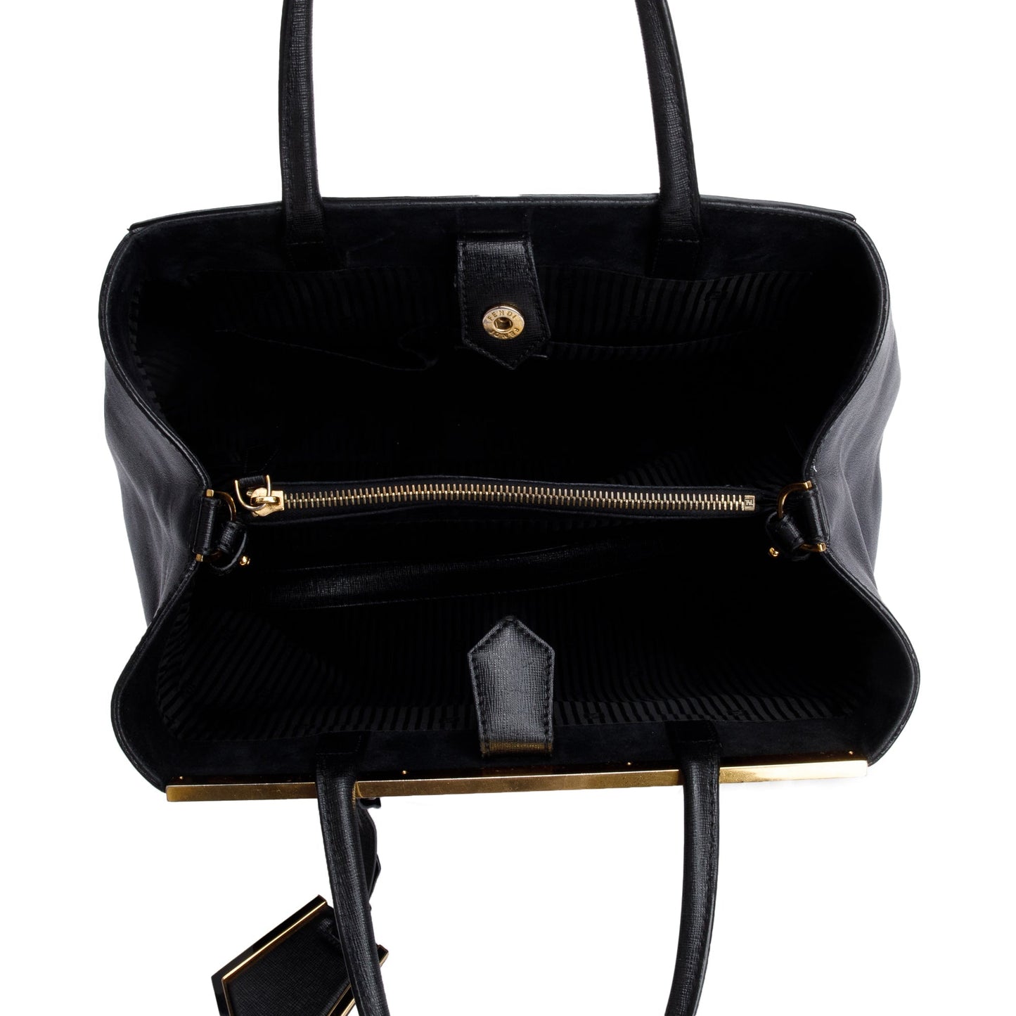Fendi Black Vitello Elite Leather Medium 2Jours Tote