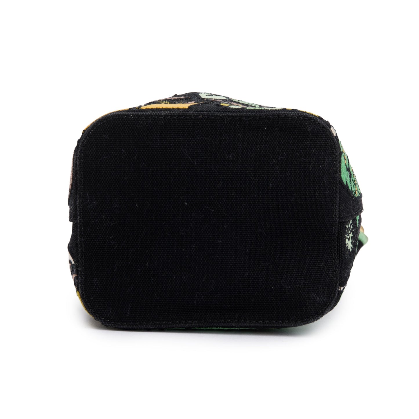 Fendi Black/Green Floral Embroidered Canvas Psychedelic Mini Mon Tresor Bucket Bag