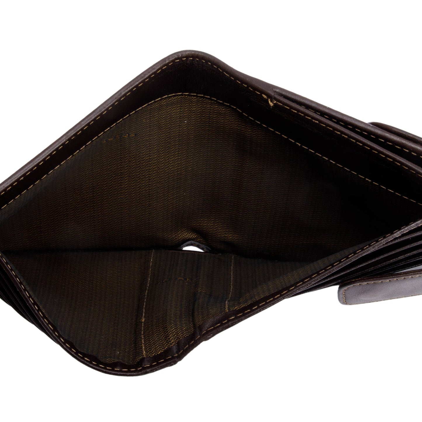 Fendi Brown Leather FF Logo Zucca Canvas Compact Wallet