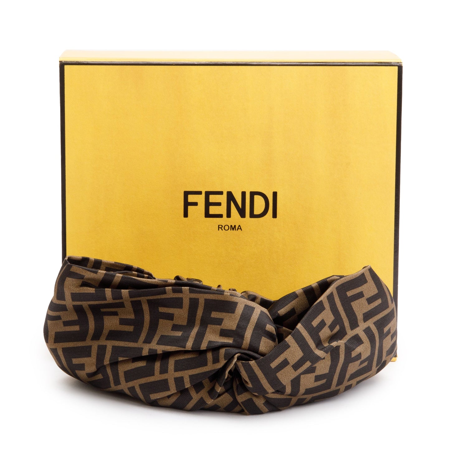 Fendi Brown Silk Zucca FF Logo Headband