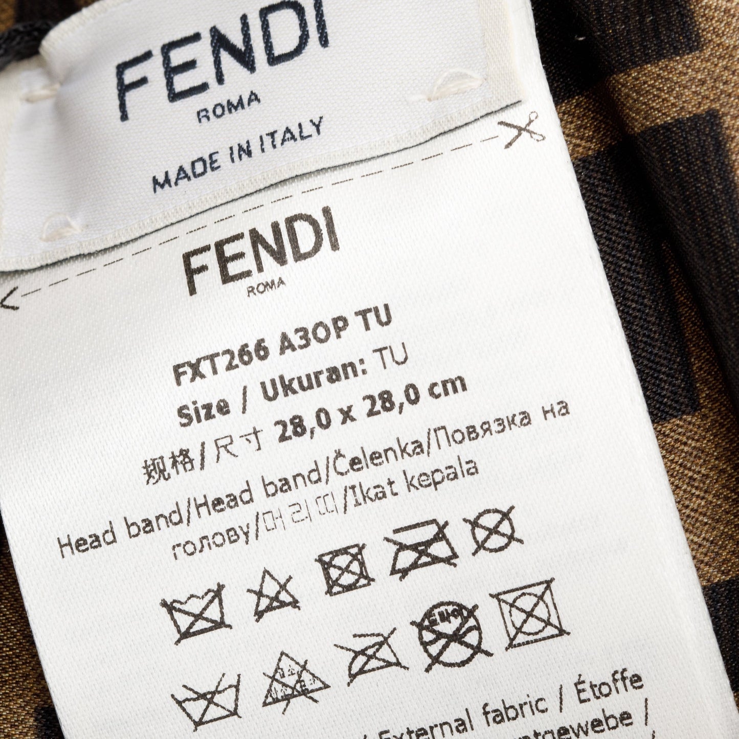 Fendi Brown Silk Zucca FF Logo Headband