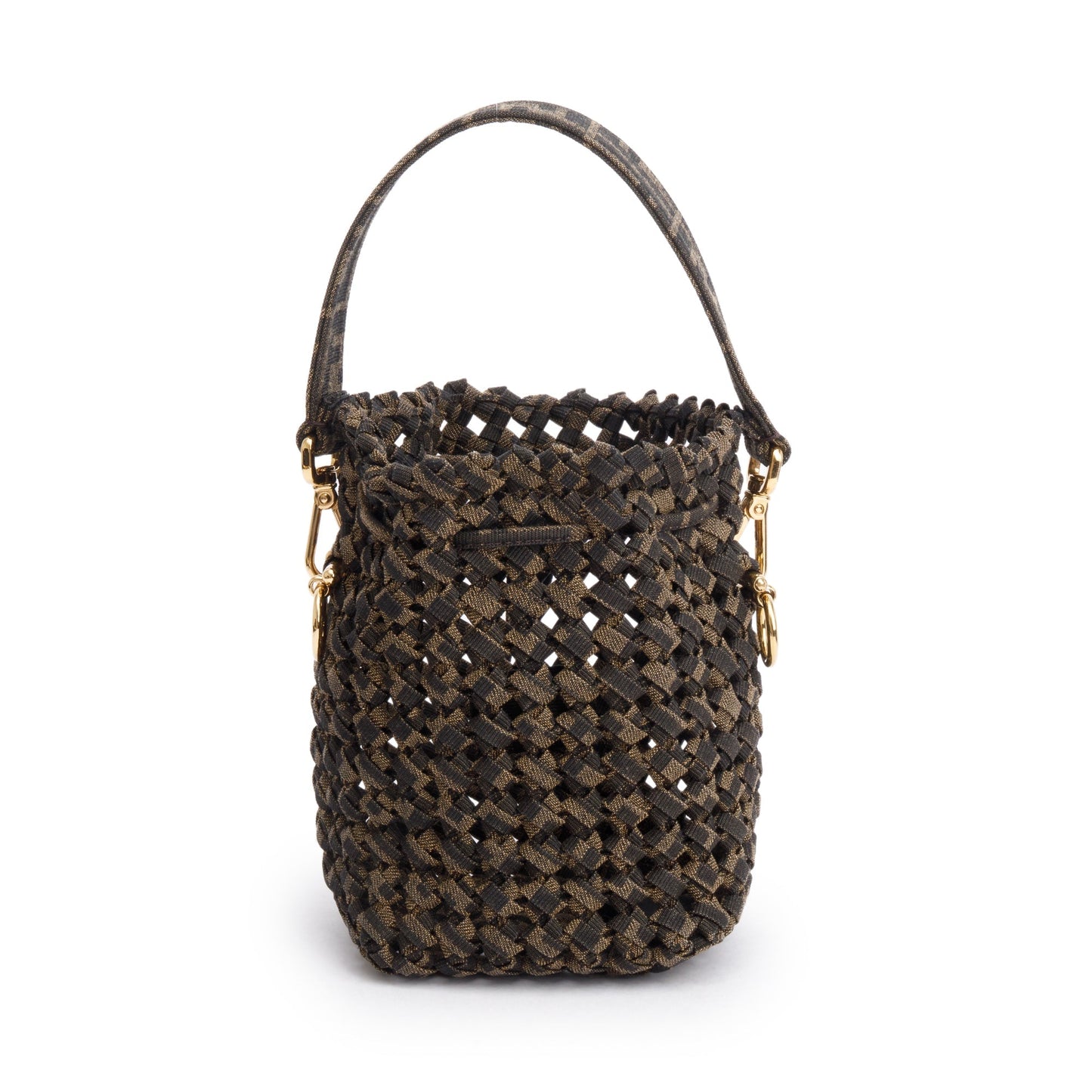 Fendi Brown Zucca Interlace Canvas Mini Mon Tresor Bucket Bag