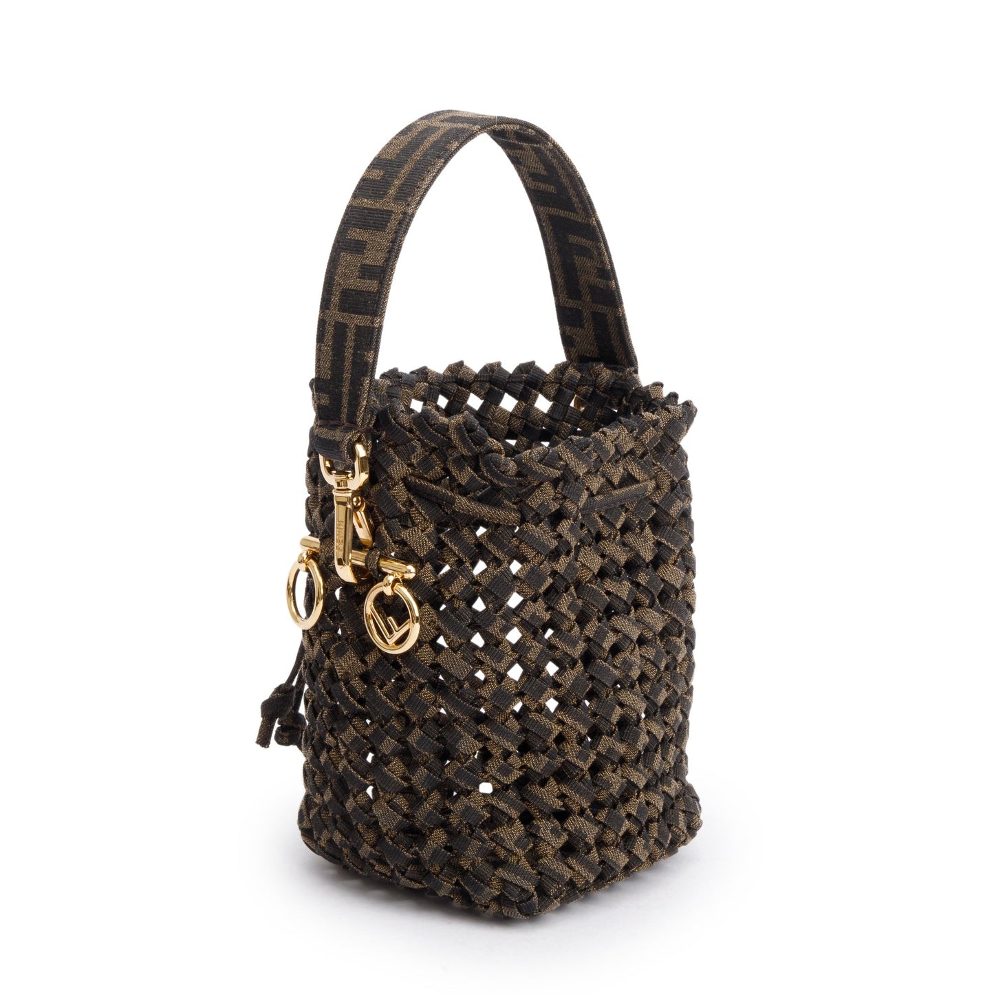 Fendi Brown Zucca Interlace Canvas Mini Mon Tresor Bucket Bag