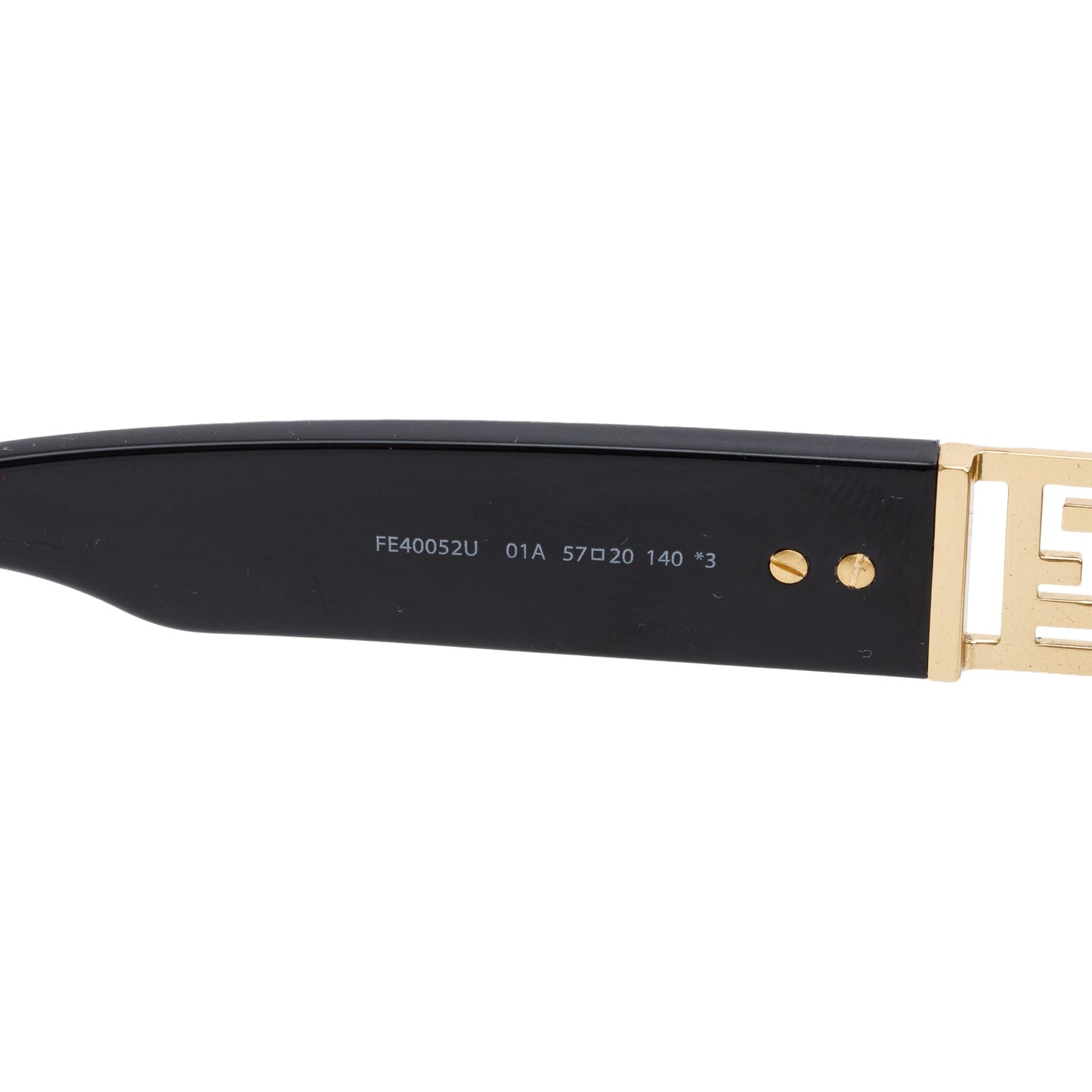 Fendi FE40052U Gold-Tone Metal Black Acetate Zucca FF Logo Round Sunglasses
