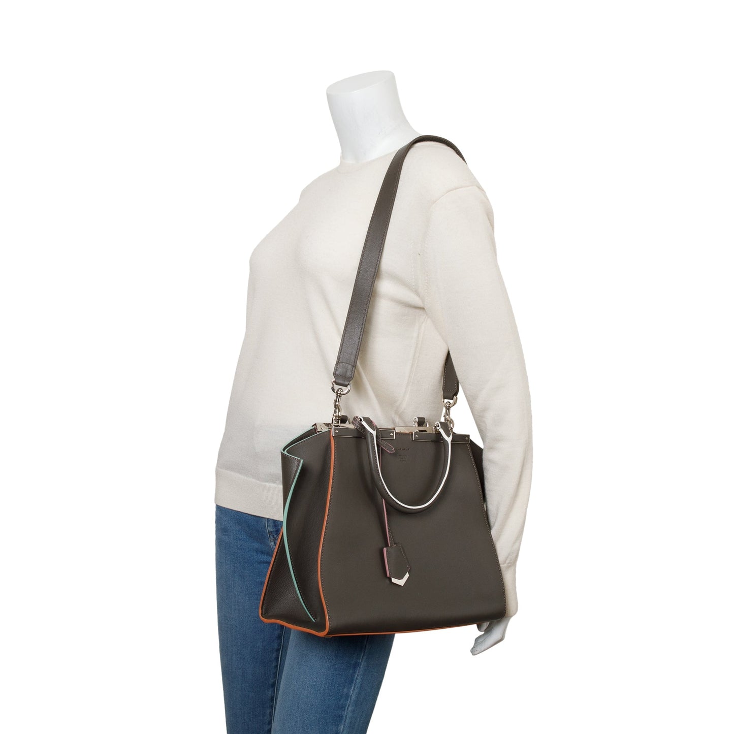 Fendi Grey Vitello Dolce Petite 3Jours Tote