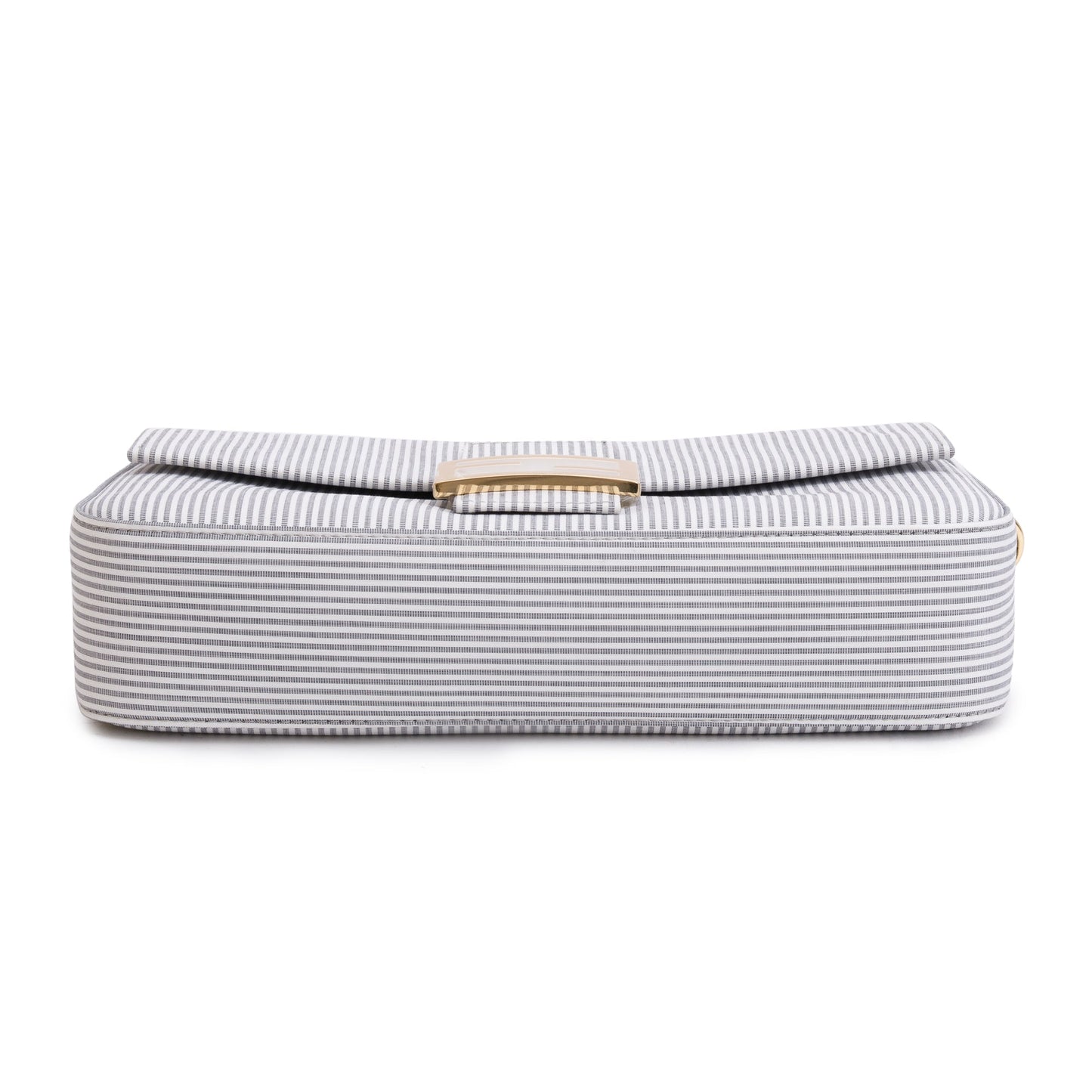 Fendi Grey/White Striped Cotton Cuoio Betagna Baguette Grigio Shoulder Bag