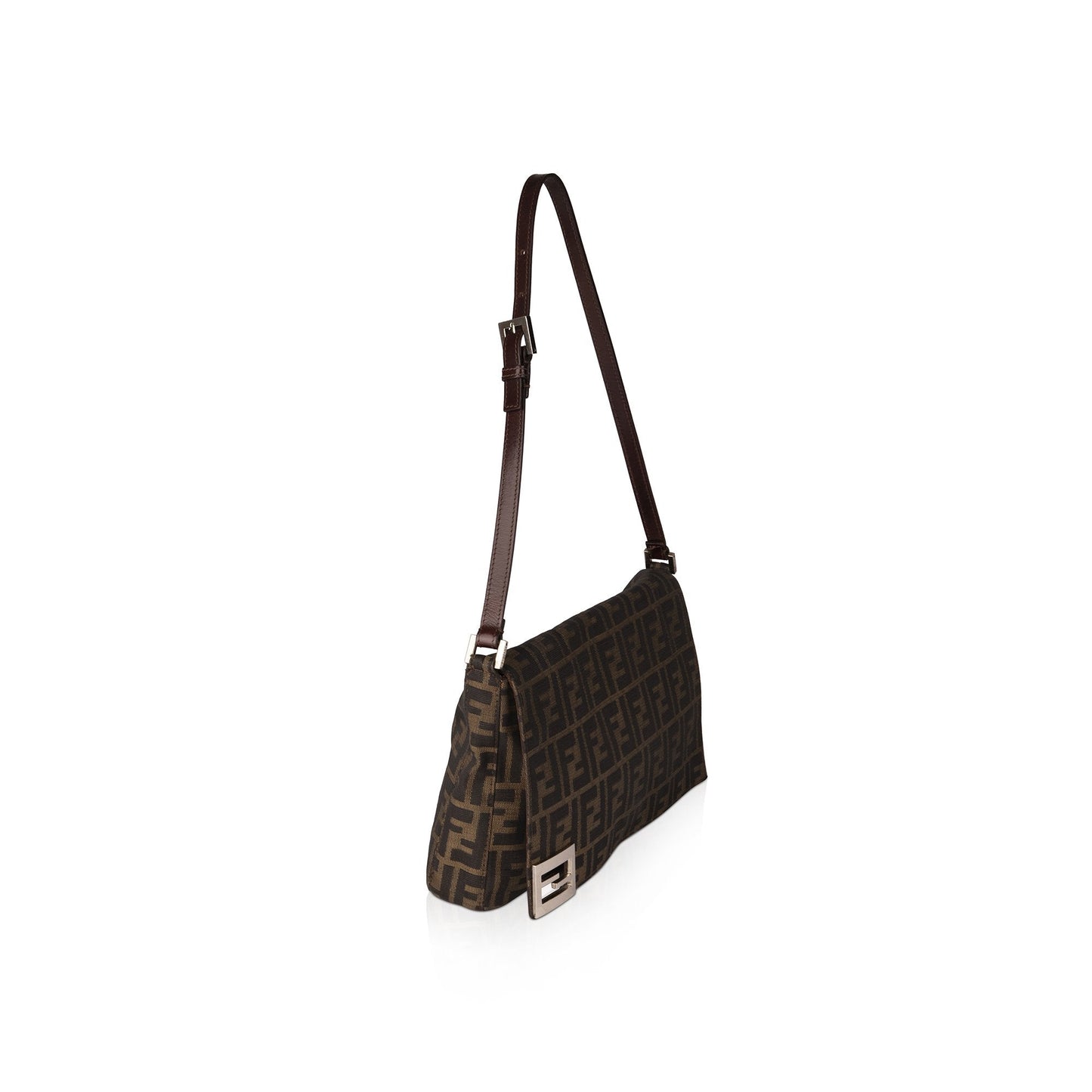 Fendi Leather-Trimmed Zucca Shoulder Bag