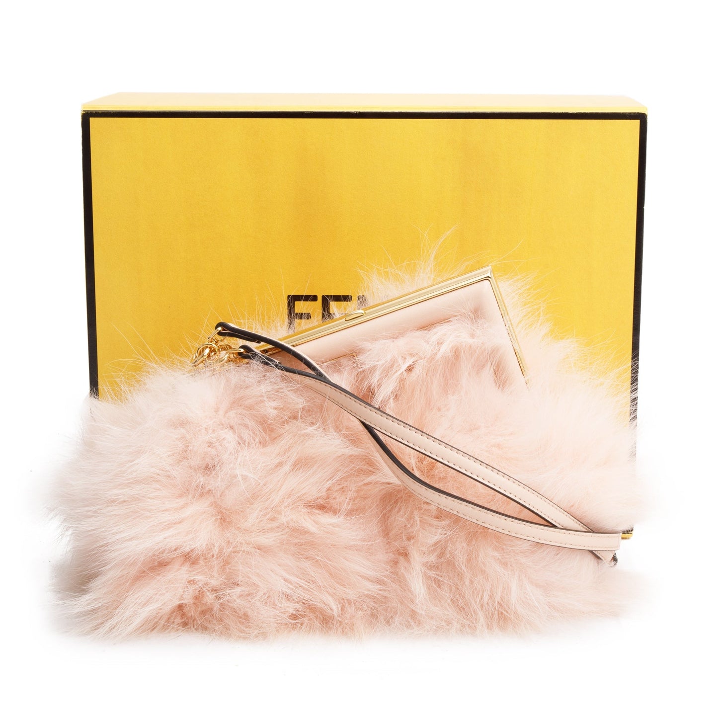 Fendi Pink Nappa Leather Fox Fur Small Fendi First Bag