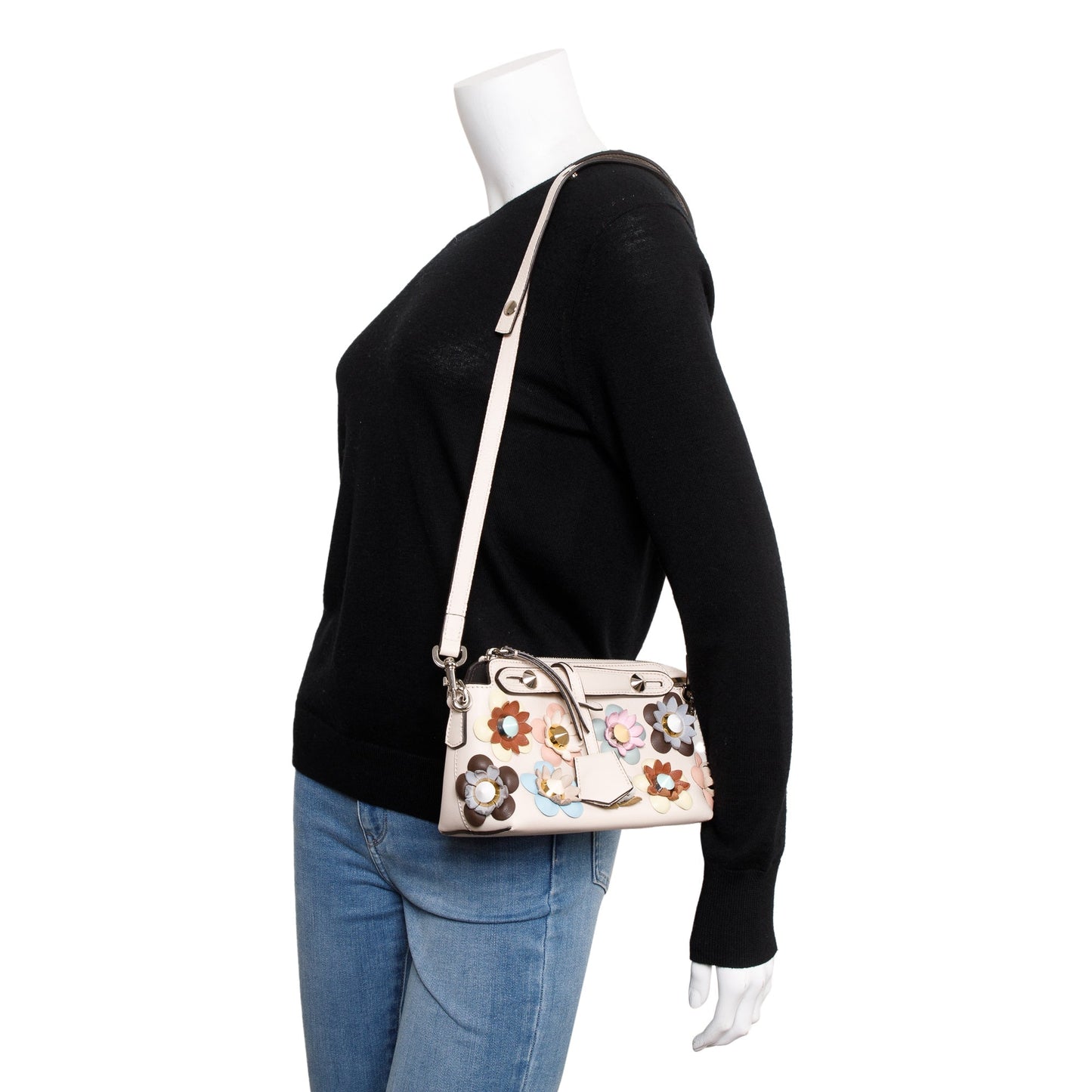 Fendi Pink Vitello Dolce Flowerland By the Way Mini Boston Bag